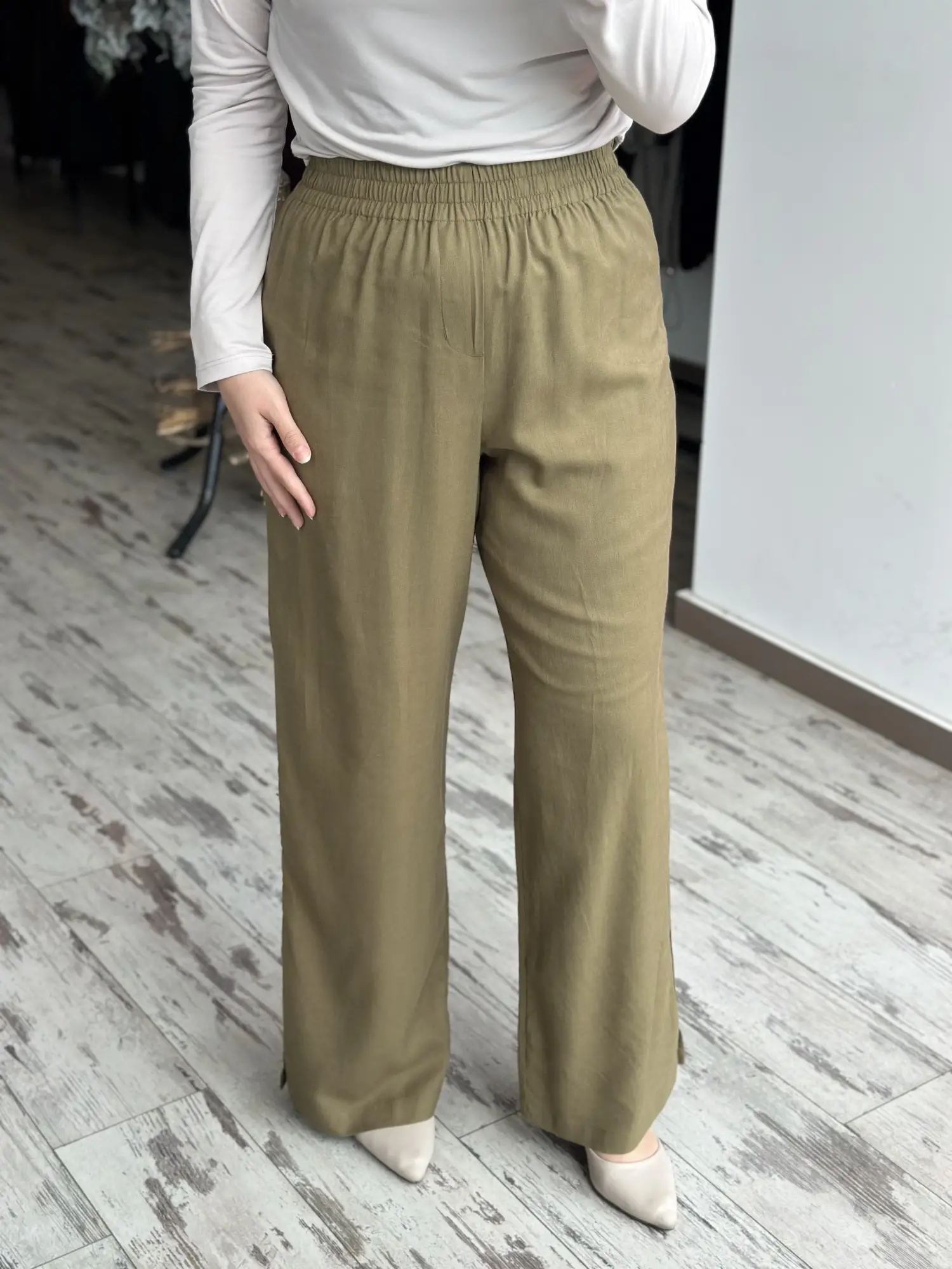 Kayra  Beli Lastikli Keten  Pantolon KA19026