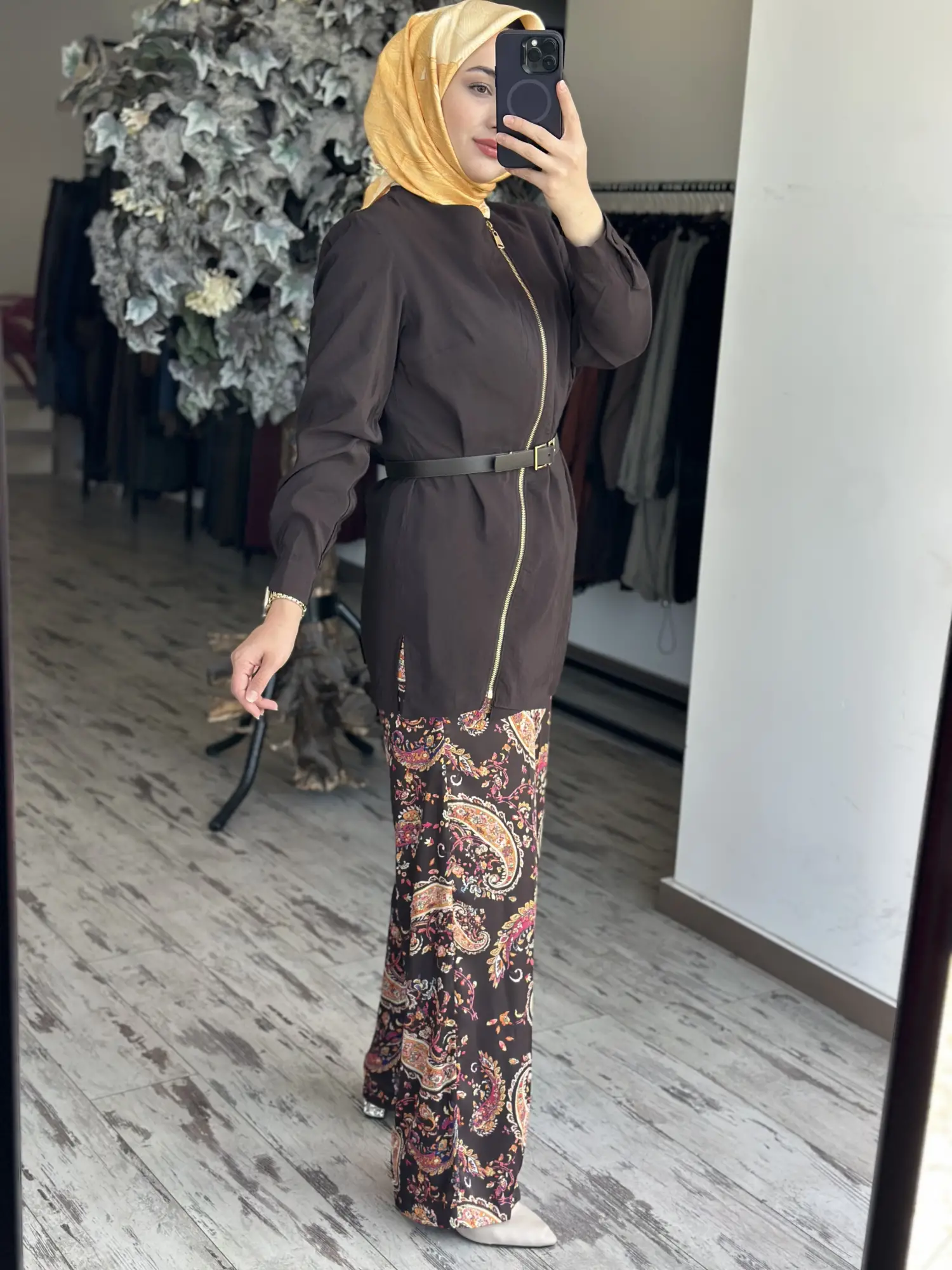 Qupra Etnik Desen Ve saten Teknik Kumaş Kombinli Ceket Pantolon Takım WAD1209