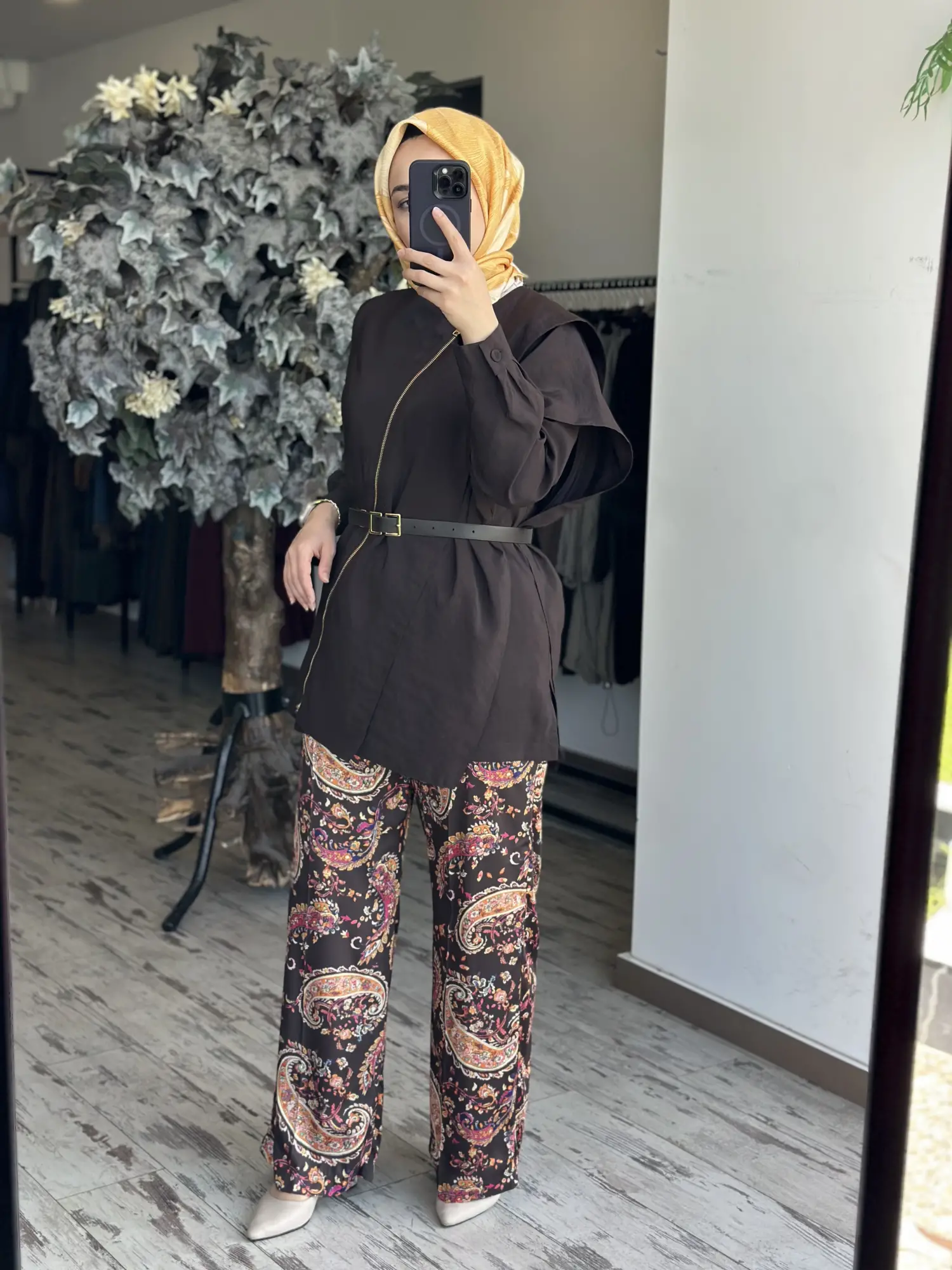 Qupra Etnik Desen Ve saten Teknik Kumaş Kombinli Ceket Pantolon Takım WAD1209