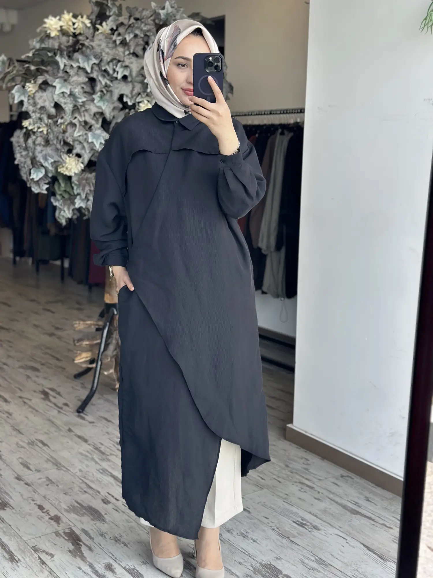 Qooq Store Gömlek Yaka Rüzgarlık Detaylı Arsen Kimono