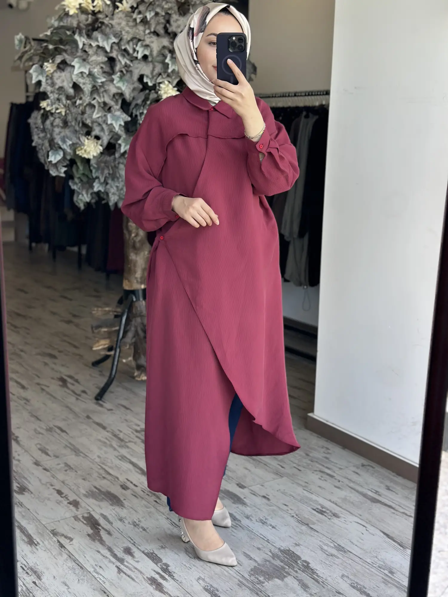 Qooq Store Gömlek Yaka Rüzgarlık Detaylı Arsen Kimono