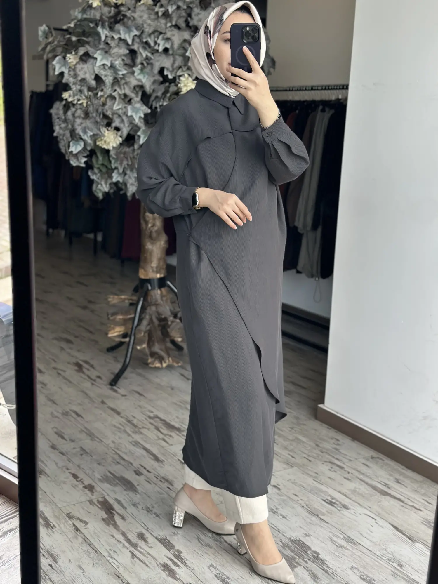 Qooq Store Gömlek Yaka Rüzgarlık Detaylı Arsen Kimono