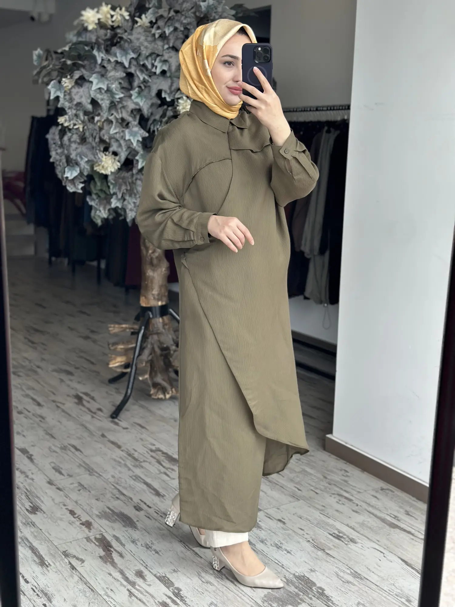 Qooq Store Gömlek Yaka Rüzgarlık Detaylı Arsen Kimono