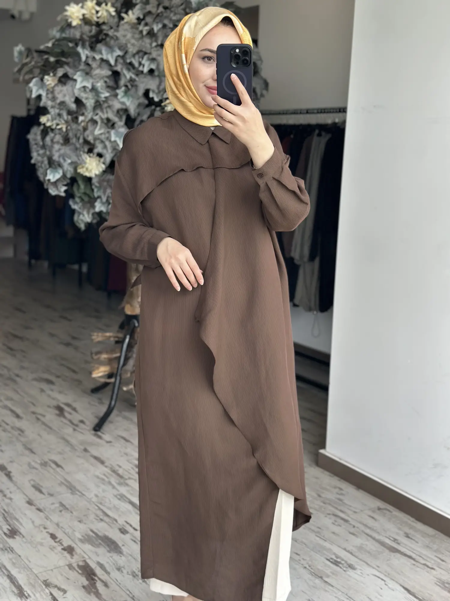 Qooq Store Gömlek Yaka Rüzgarlık Detaylı Arsen Kimono