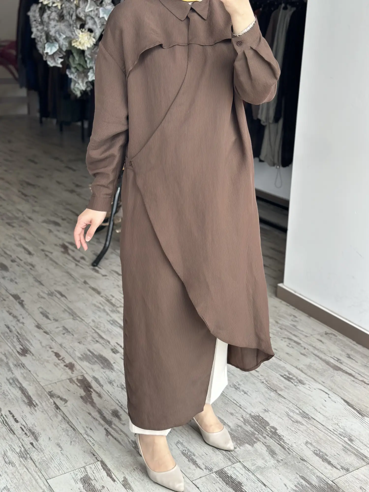 Qooq Store Gömlek Yaka Rüzgarlık Detaylı Arsen Kimono