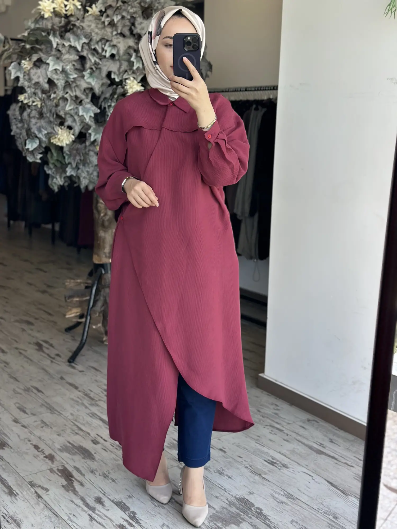 Qooq Store Gömlek Yaka Rüzgarlık Detaylı Arsen Kimono