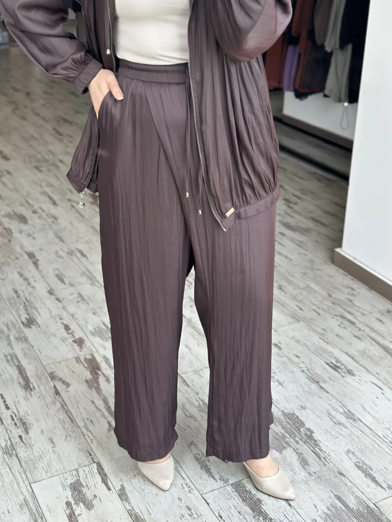 Almarwah Fermuarlı Kraşlı Kap Pantolon Takım 202973