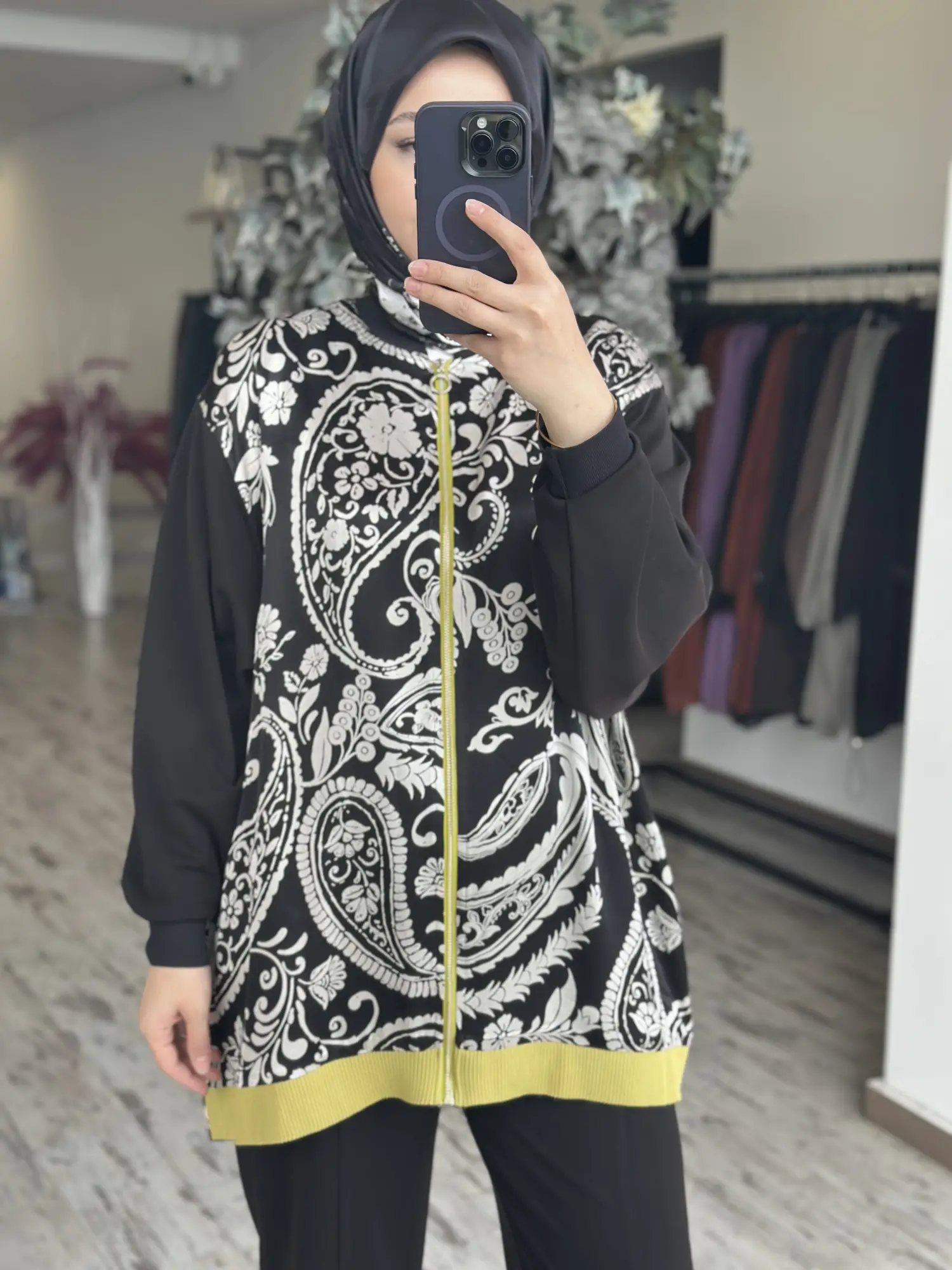 Ghisa  Desenli Saten Kap Pantolon Takım G9228