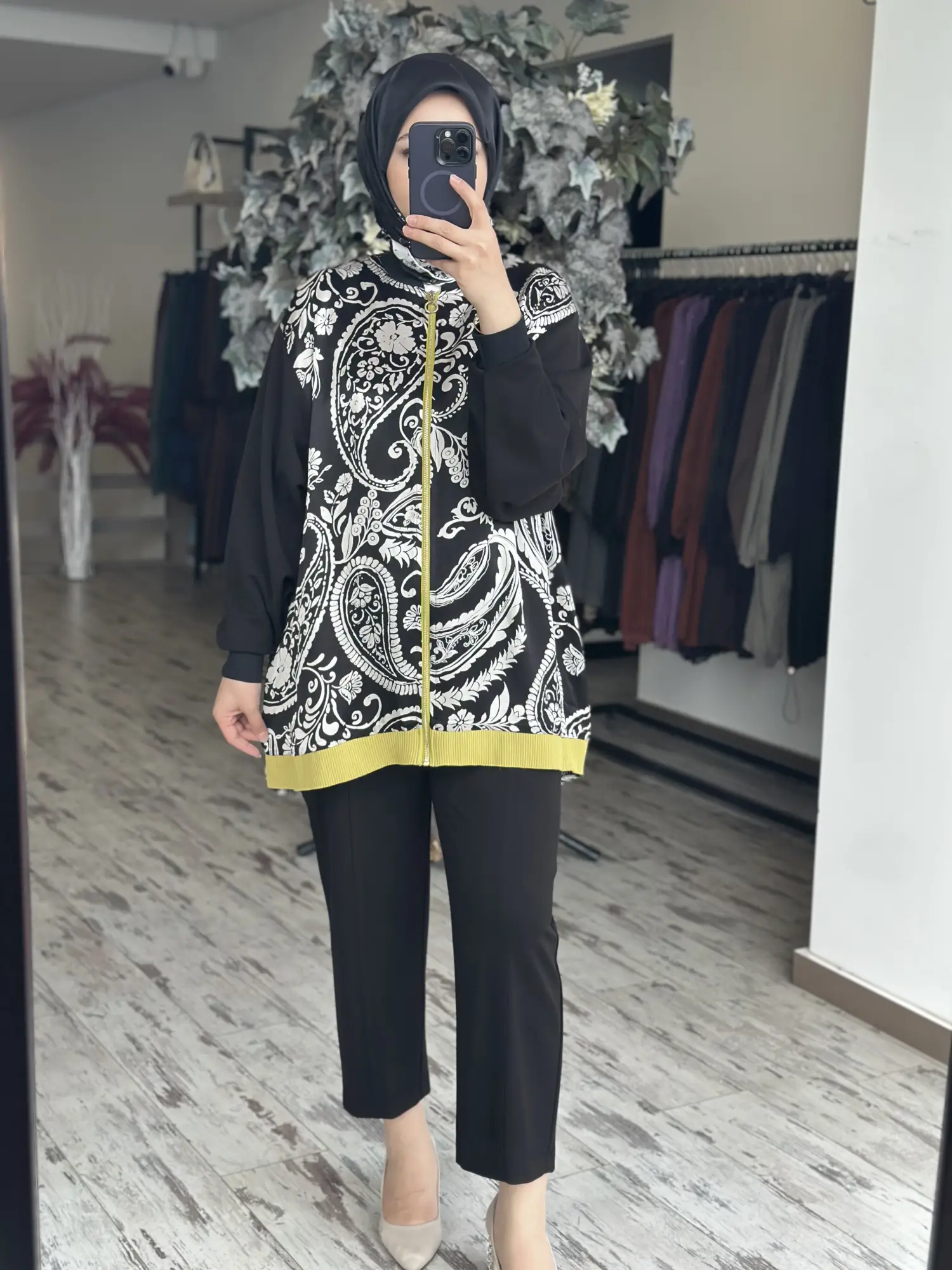 Ghisa  Desenli Saten Kap Pantolon Takım G9228