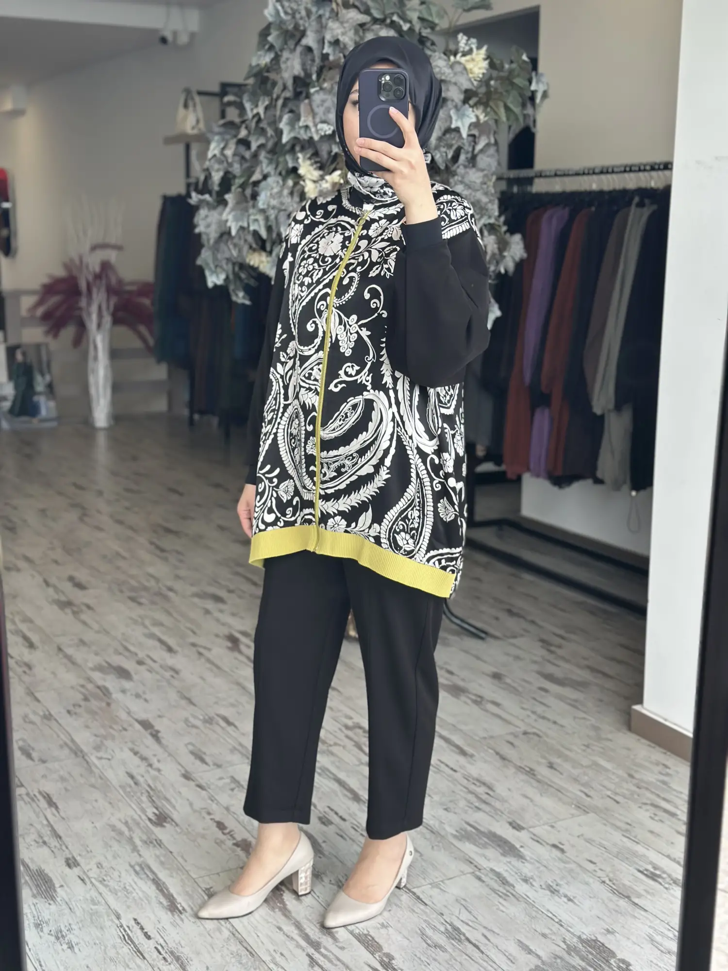 Ghisa  Desenli Saten Kap Pantolon Takım G9228