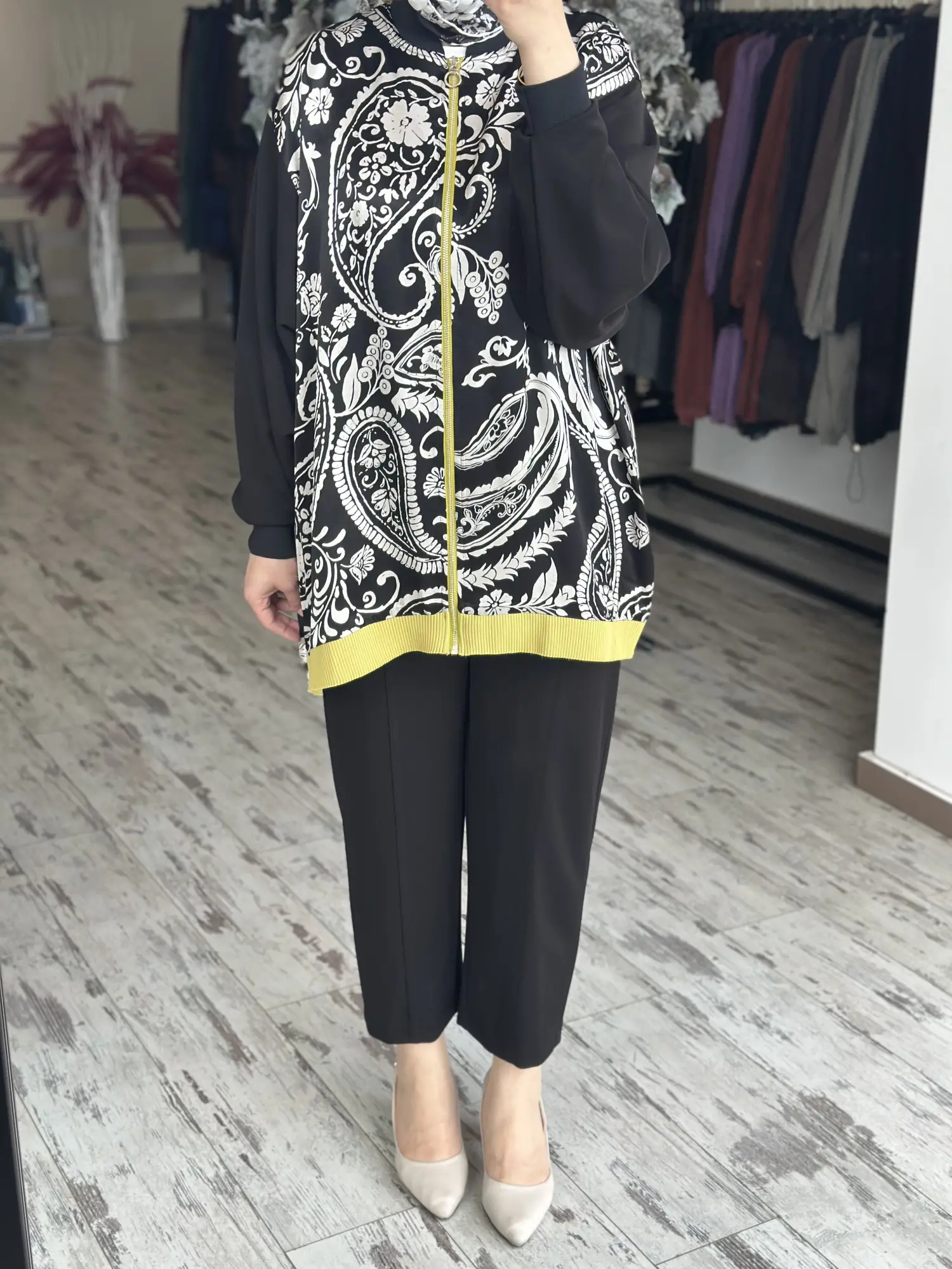 Ghisa  Desenli Saten Kap Pantolon Takım G9228