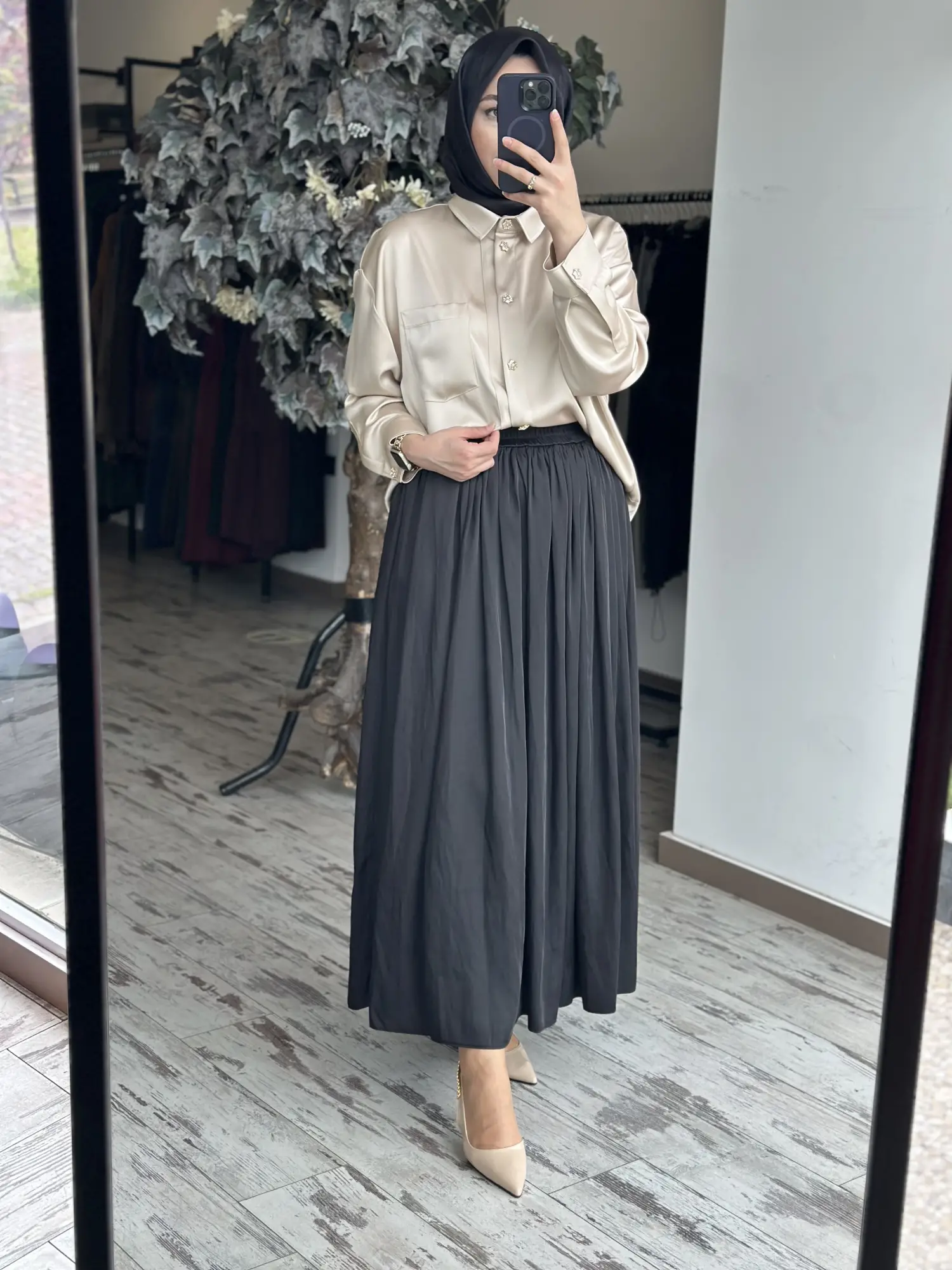 Almarwah Saten Kraş Büzgülü Etek 806482
