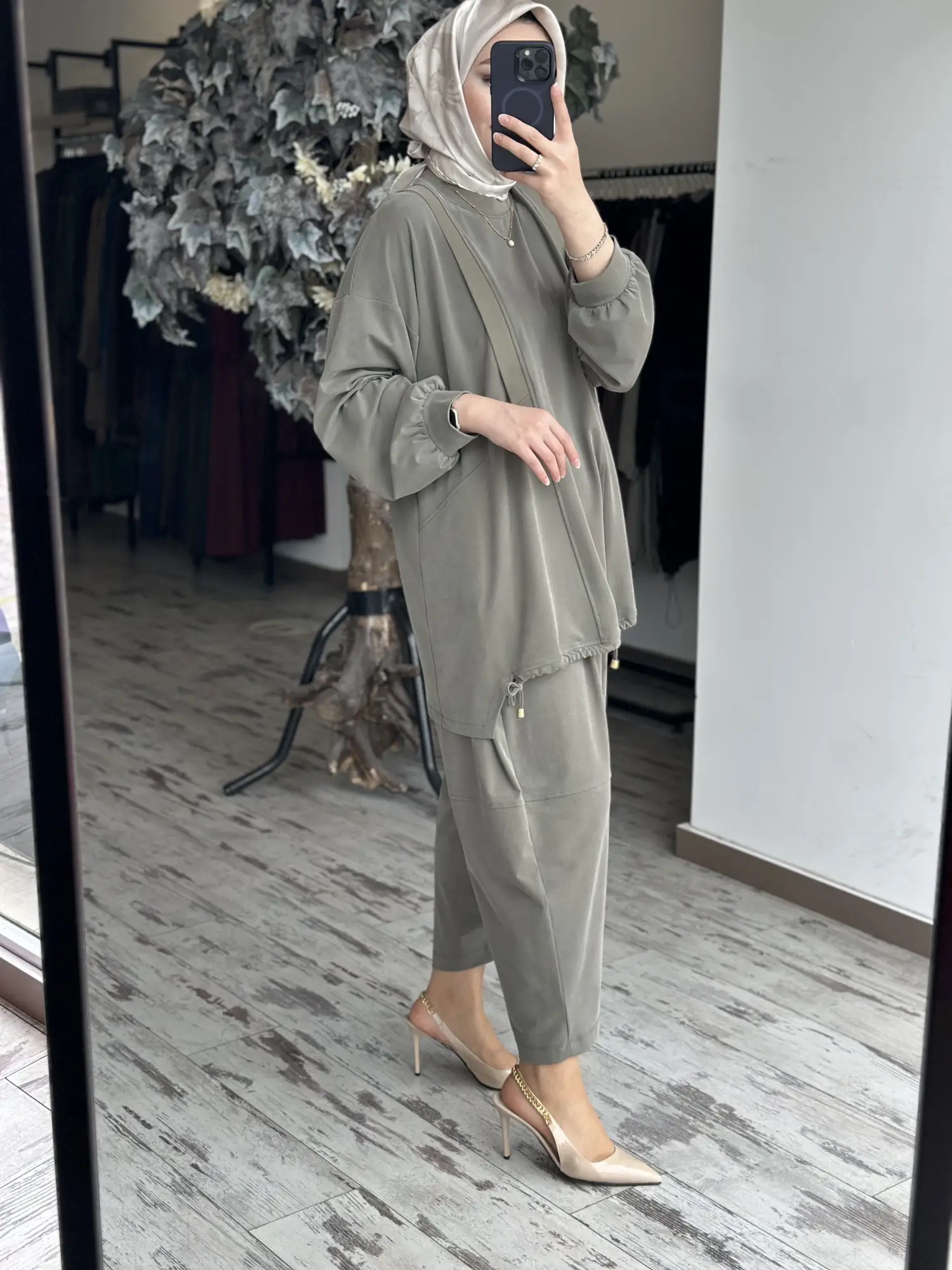 Ghisa Ribana ve Büzgü Detaylı Tunik Şalvar Pantolon Takım G4205