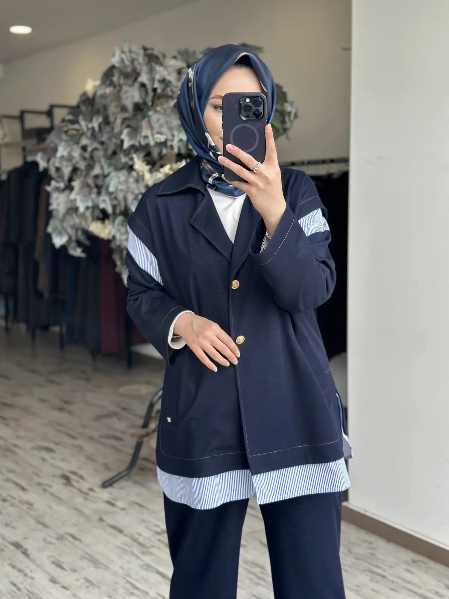 Ghisa Kot Görünümlü Çizgli Kombinli Kap Pantolon Takım G9136