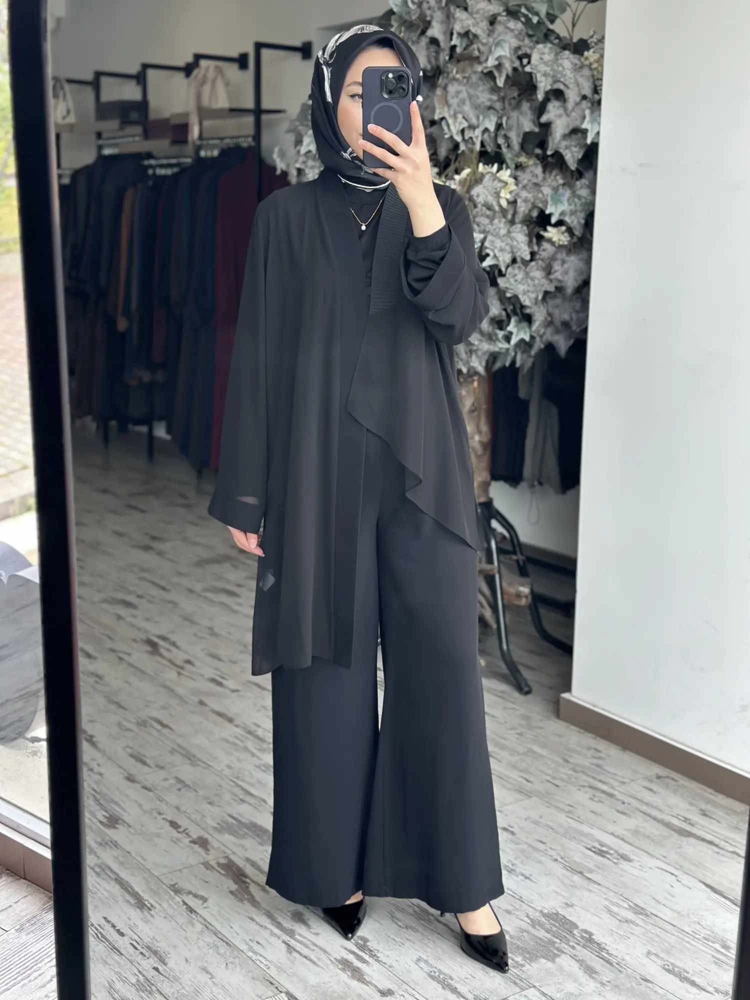 Almarwah Şifon Pelerin Detaylı Kap Pantolon Takım 203010
