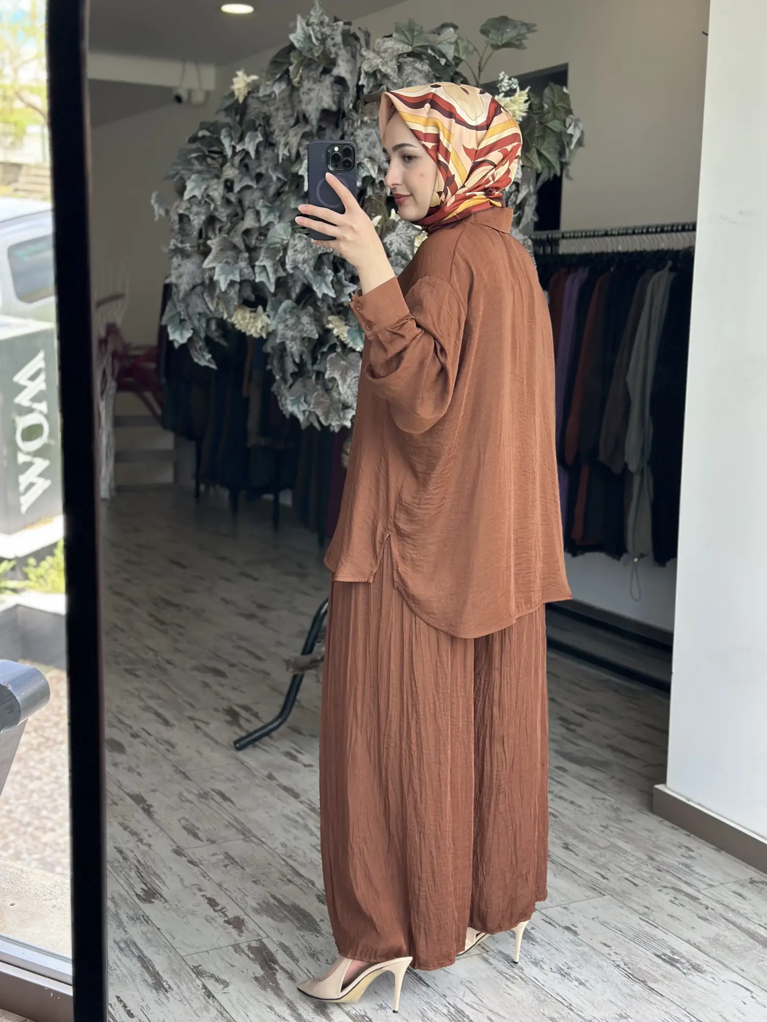 Kahma Kraşlı Gömlek Pantolon Takım