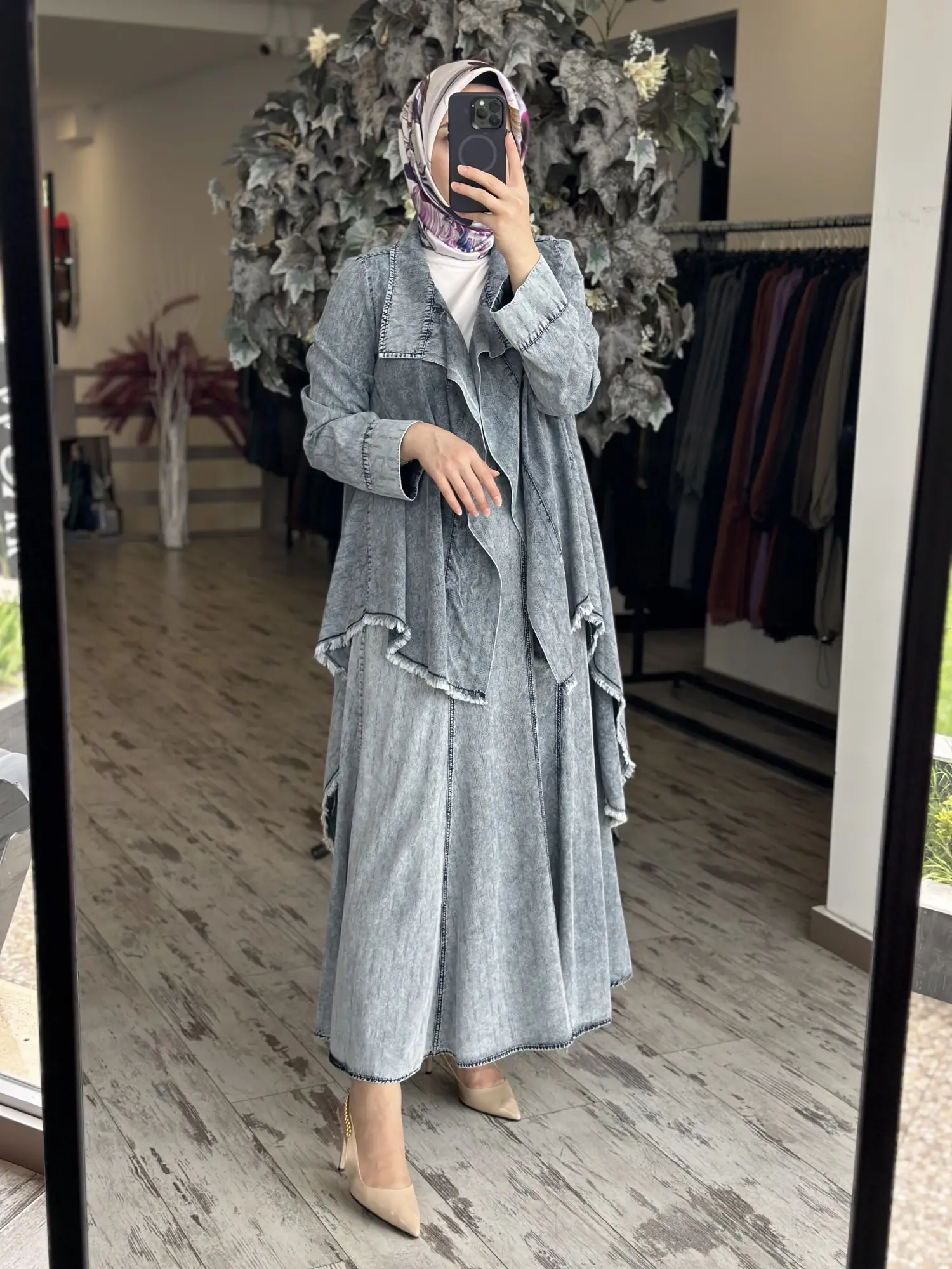 Kahma Parçalı Tencel Denim Etek