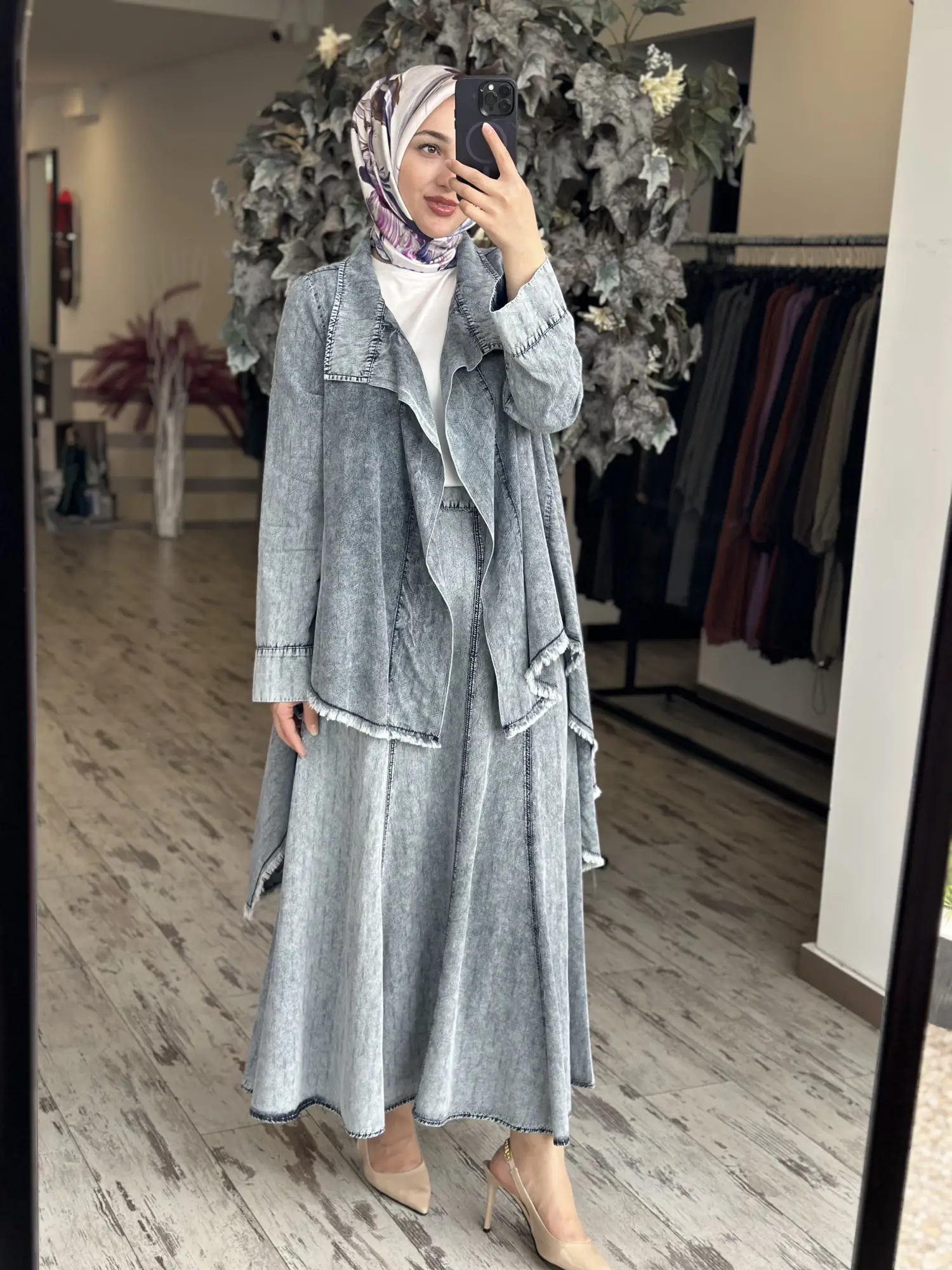 Kahma Parçalı Tencel Denim Etek