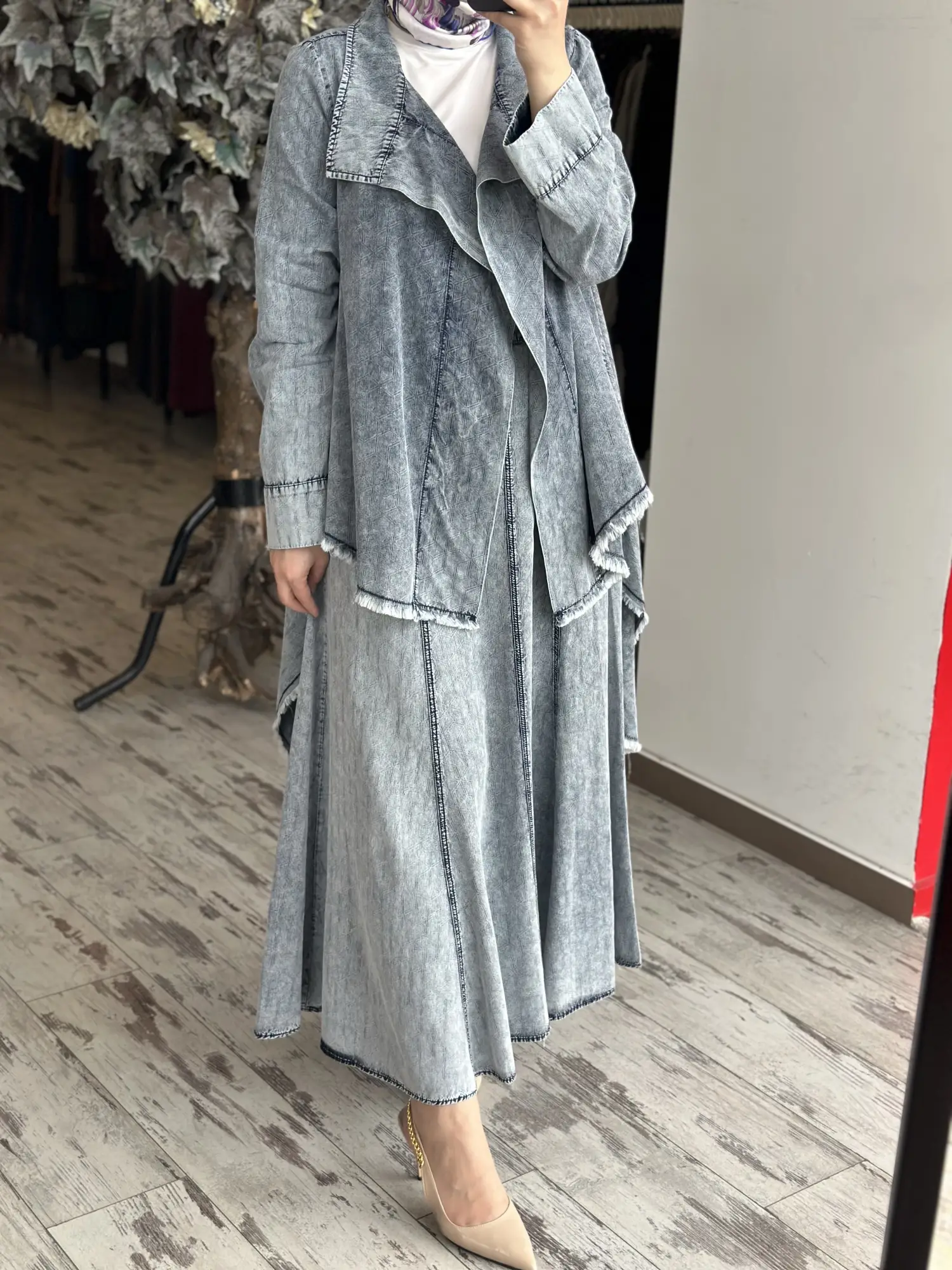 Kahma Parçalı Tencel Denim Etek