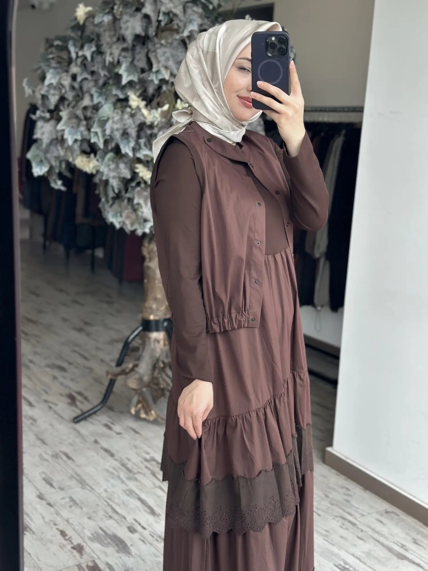 Misswhence Yelekli Dikiş Ve Brode Detaylı Elbise 39834
