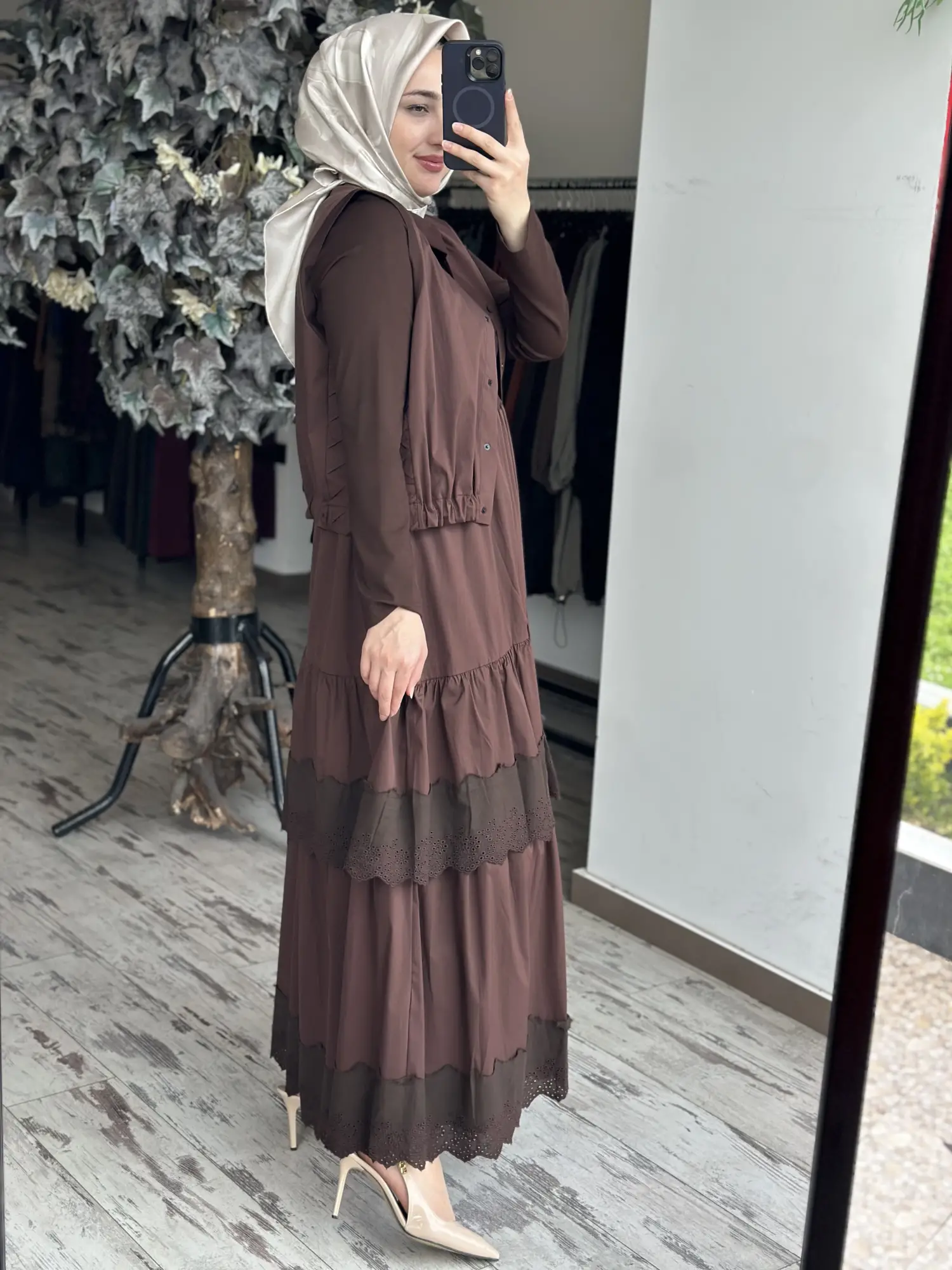 Misswhence Yelekli Dikiş Ve Brode Detaylı Elbise 39834