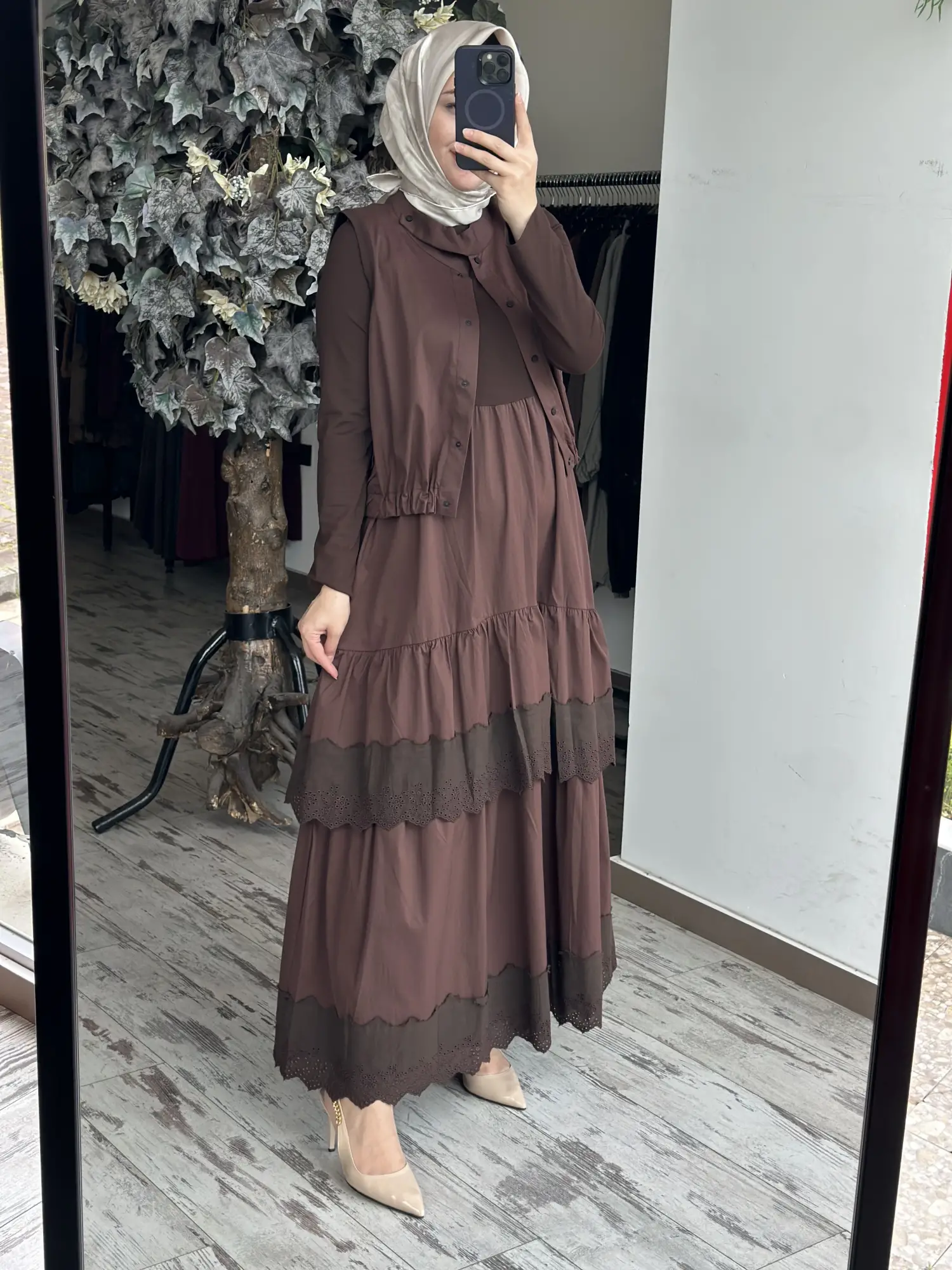 Misswhence Yelekli Dikiş Ve Brode Detaylı Elbise 39834