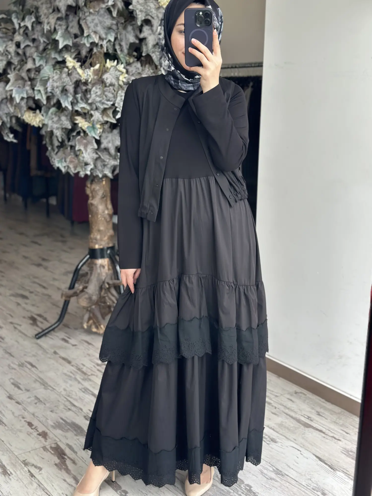 Misswhence Yelekli Dikiş Ve Brode Detaylı Elbise 39834