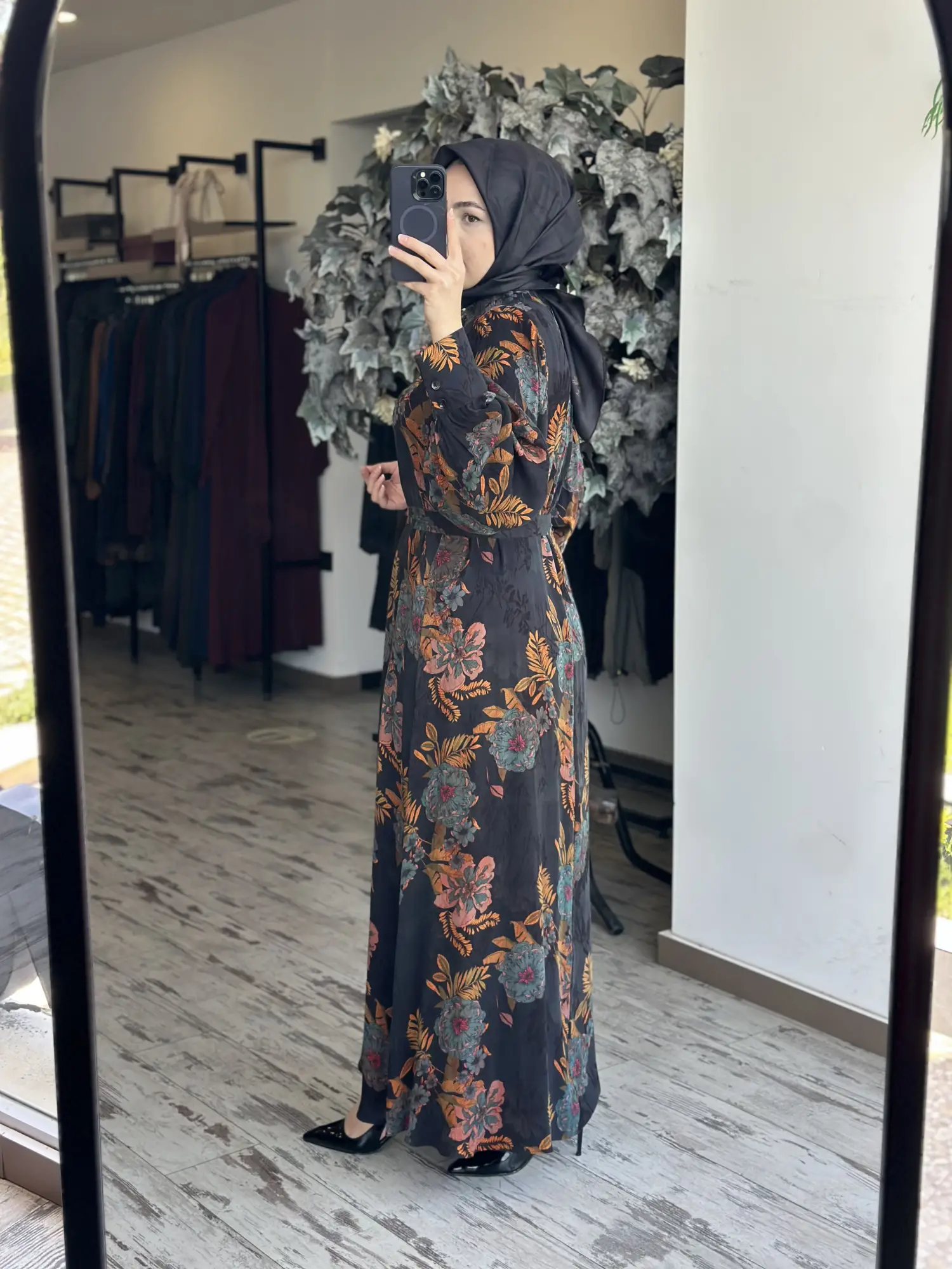 Almarwah Floral Desenli Jakarlı Elbise 905018
