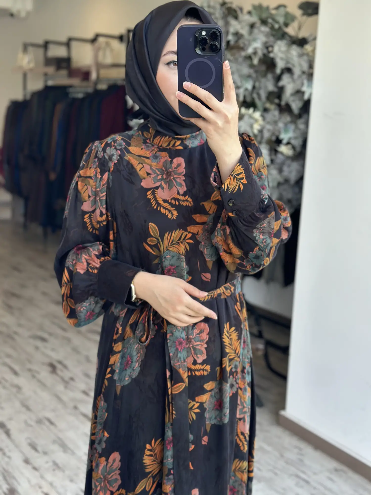 Almarwah Floral Desenli Jakarlı Elbise 905018