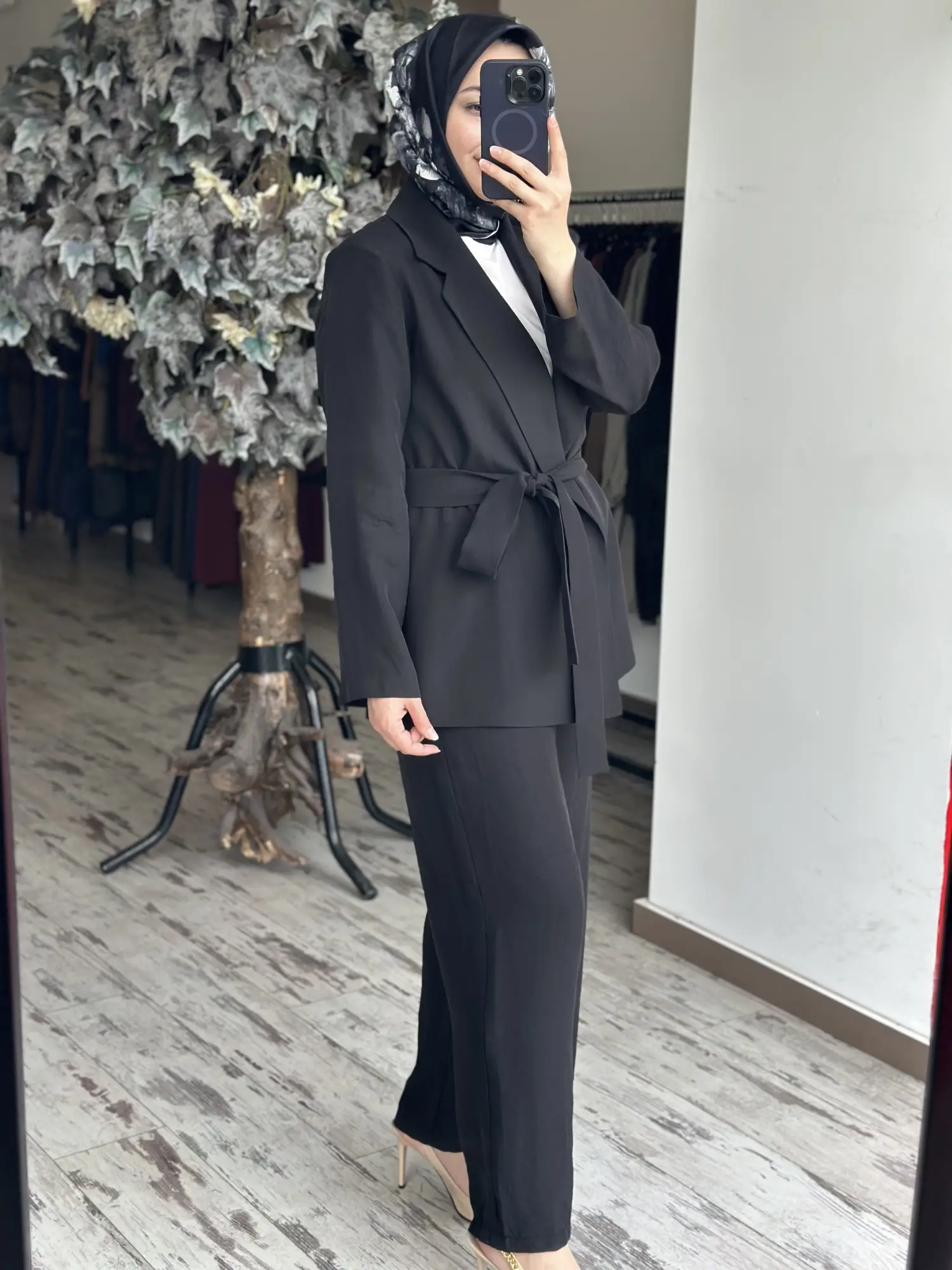 MAQ Sırtı Nakışlı Tencel Ceket Pantolon Takım