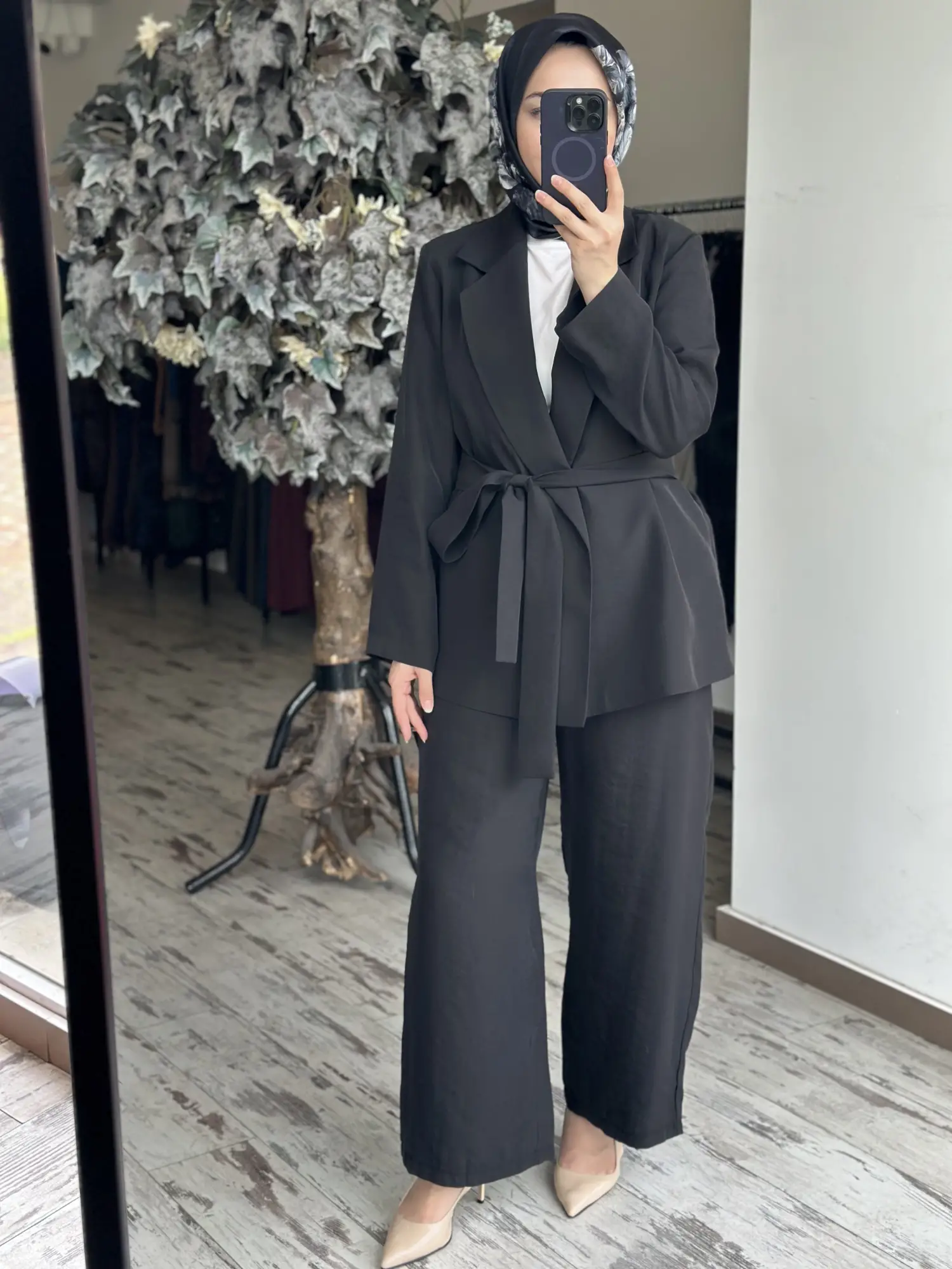 MAQ Sırtı Nakışlı Tencel Ceket Pantolon Takım