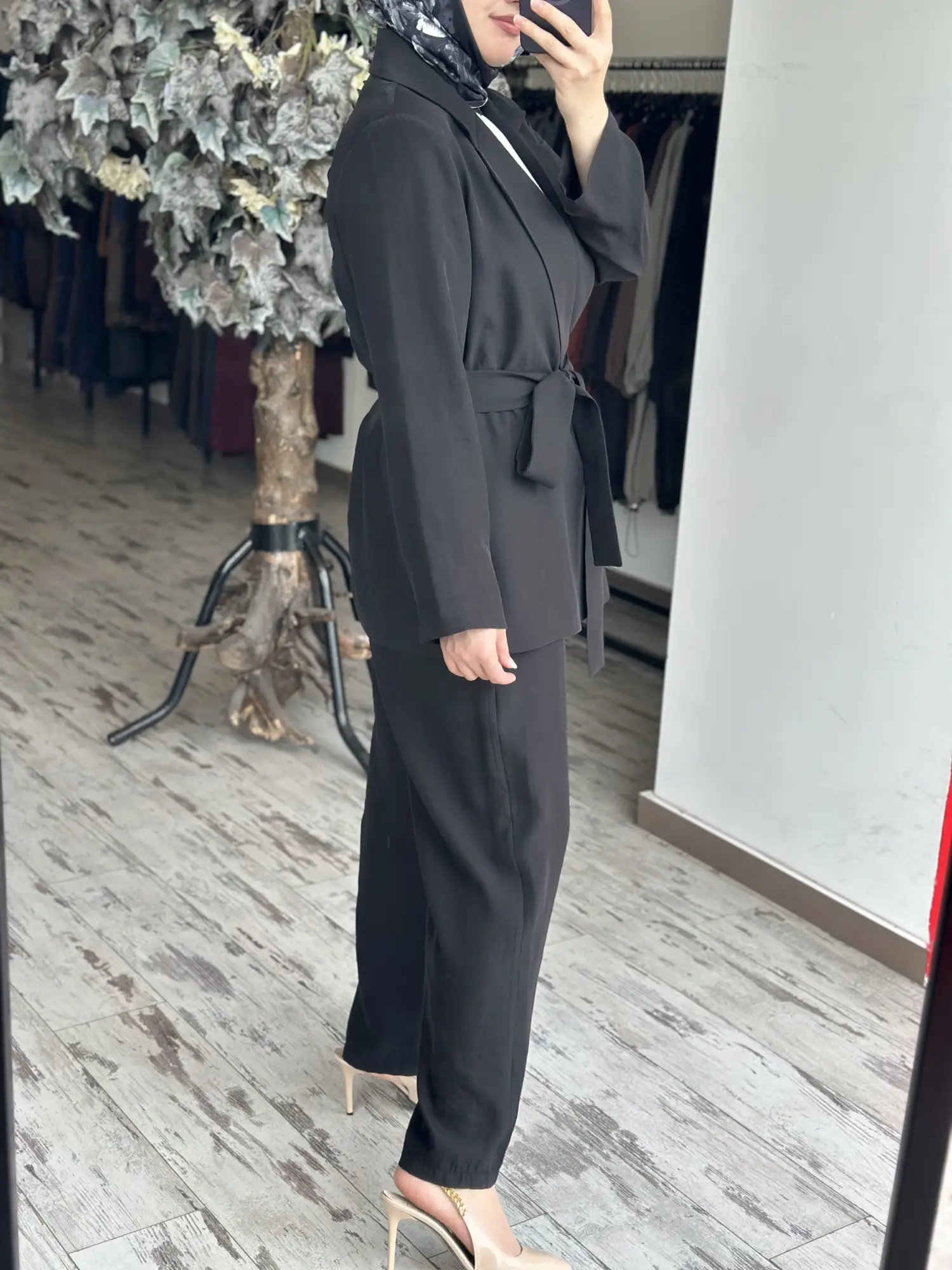 MAQ Sırtı Nakışlı Tencel Ceket Pantolon Takım