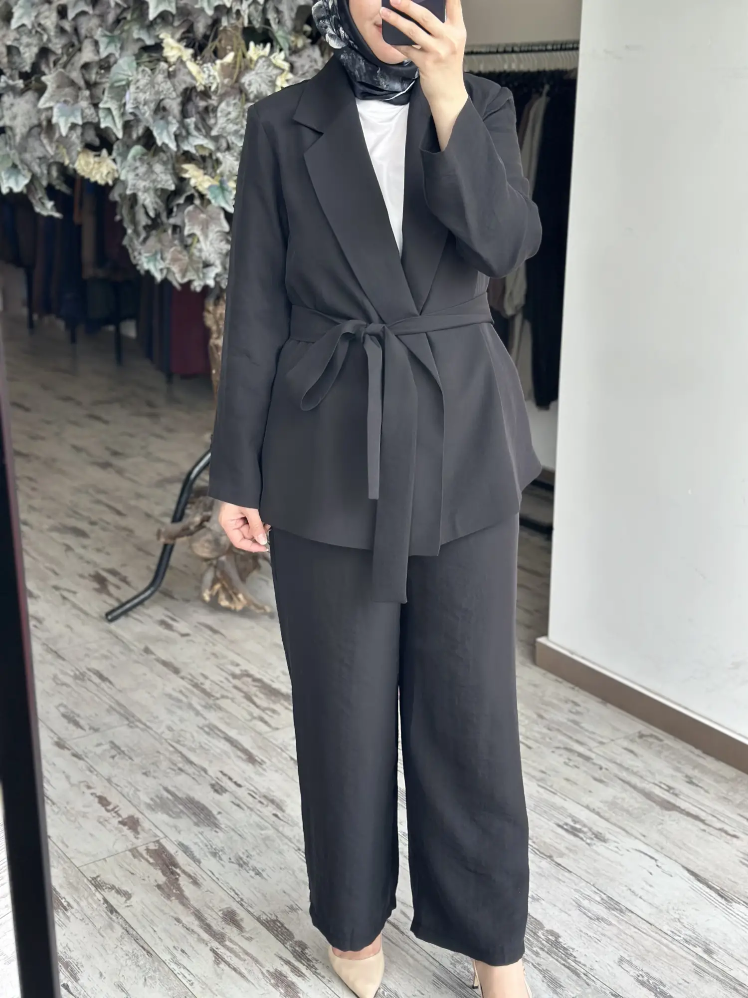 MAQ Sırtı Nakışlı Tencel Ceket Pantolon Takım