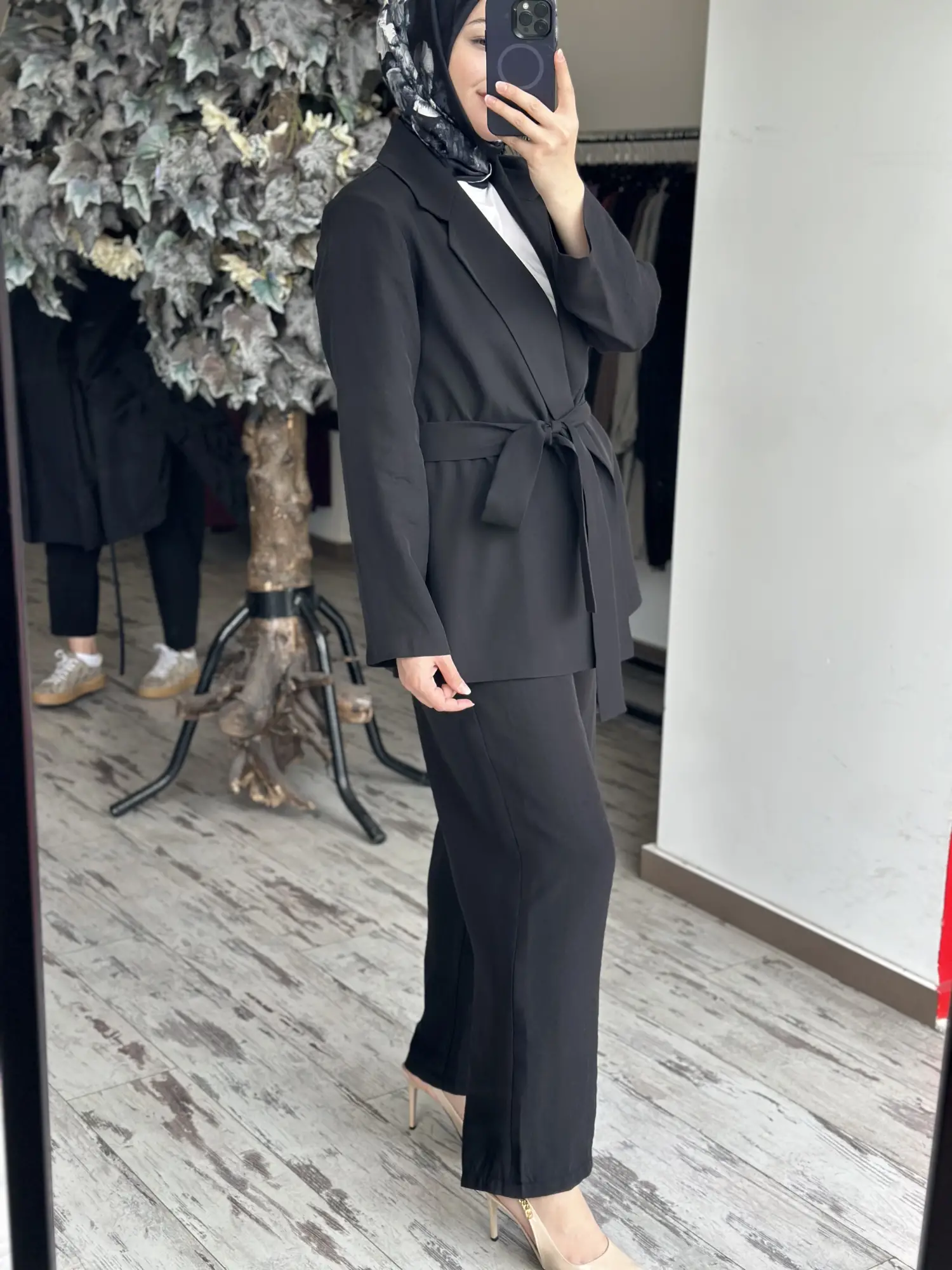 MAQ Sırtı Nakışlı Tencel Ceket Pantolon Takım
