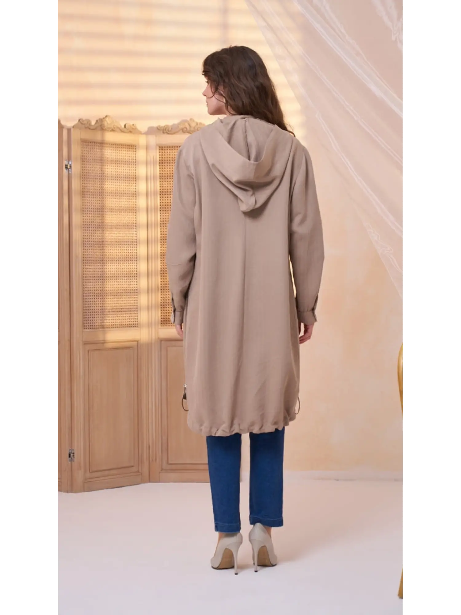 Misswhence Dikiş Detaylı Fermuarlı Kapüşonlu Tencel Kap 39406