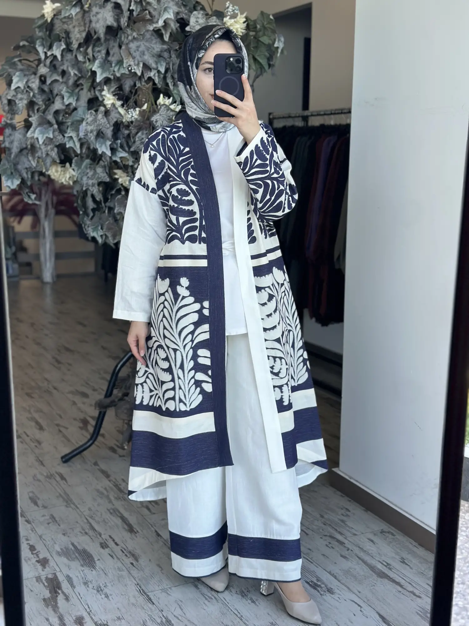 Ghisa Kontrast Etnik Desenli  Kap Pantolon Takım G9331