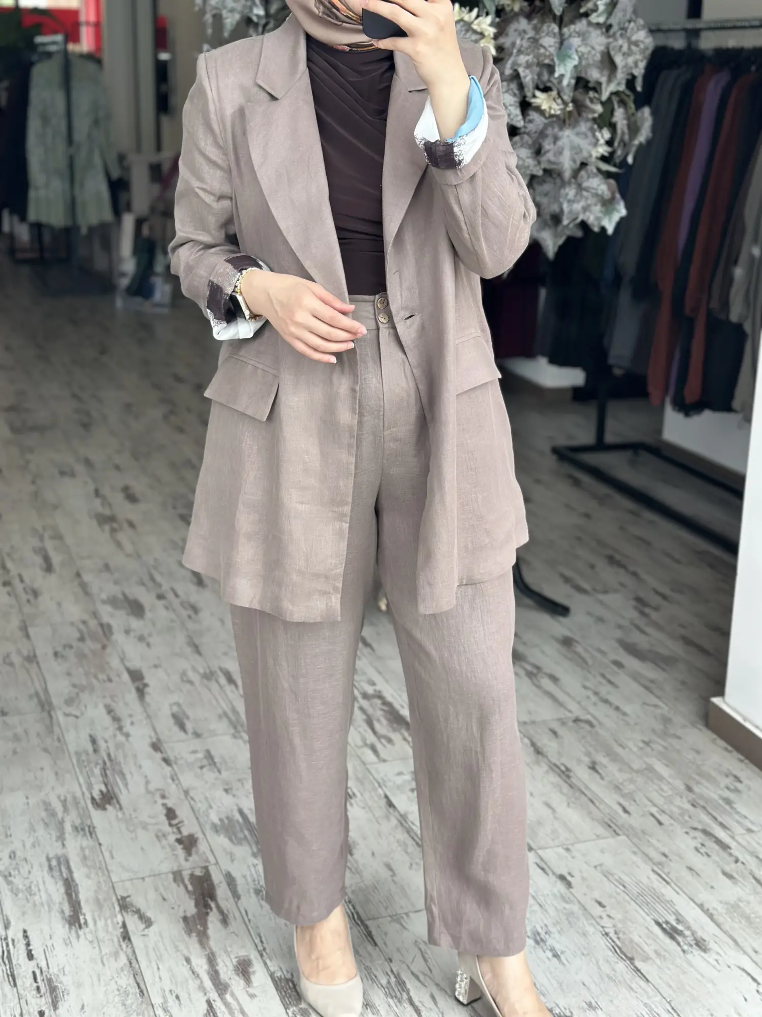 Almarwah Keten Ceket Pantolon Takım 202980