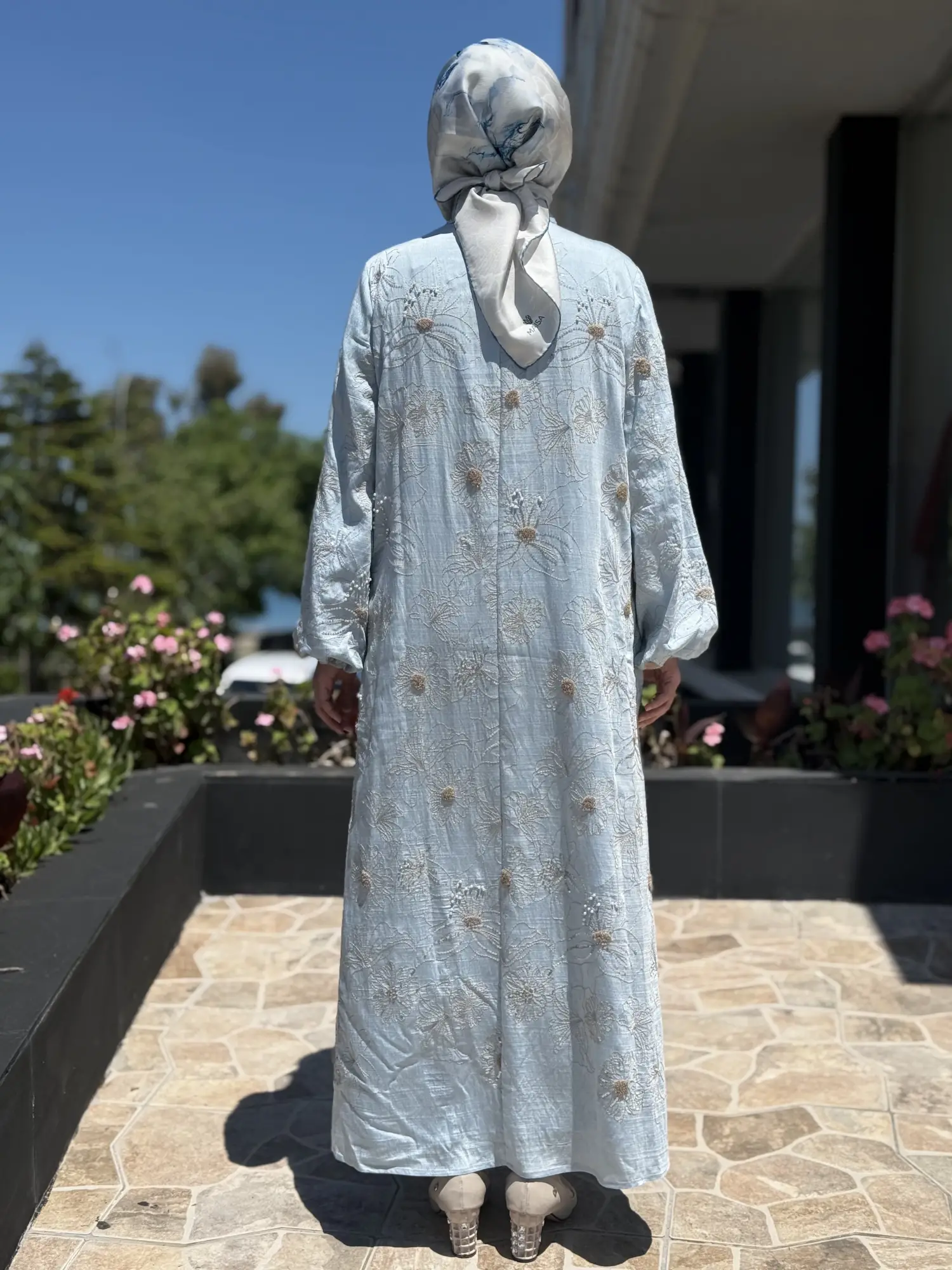 SENNA Nakış ve Boncuk İşlemeli Vual Flone Elbise SD2630047