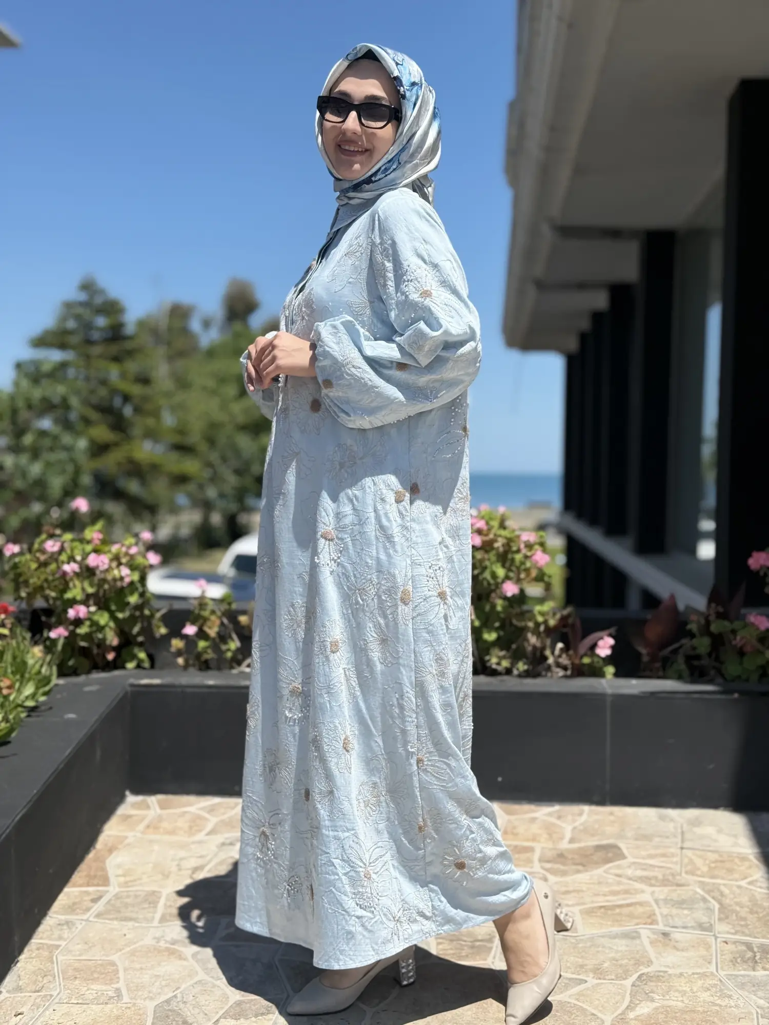 SENNA Nakış ve Boncuk İşlemeli Vual Flone Elbise SD2630047