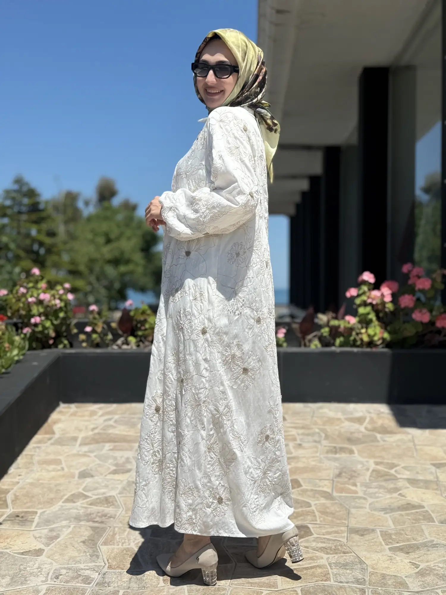 SENNA Nakış ve Boncuk İşlemeli Vual Flone Elbise SD2630047