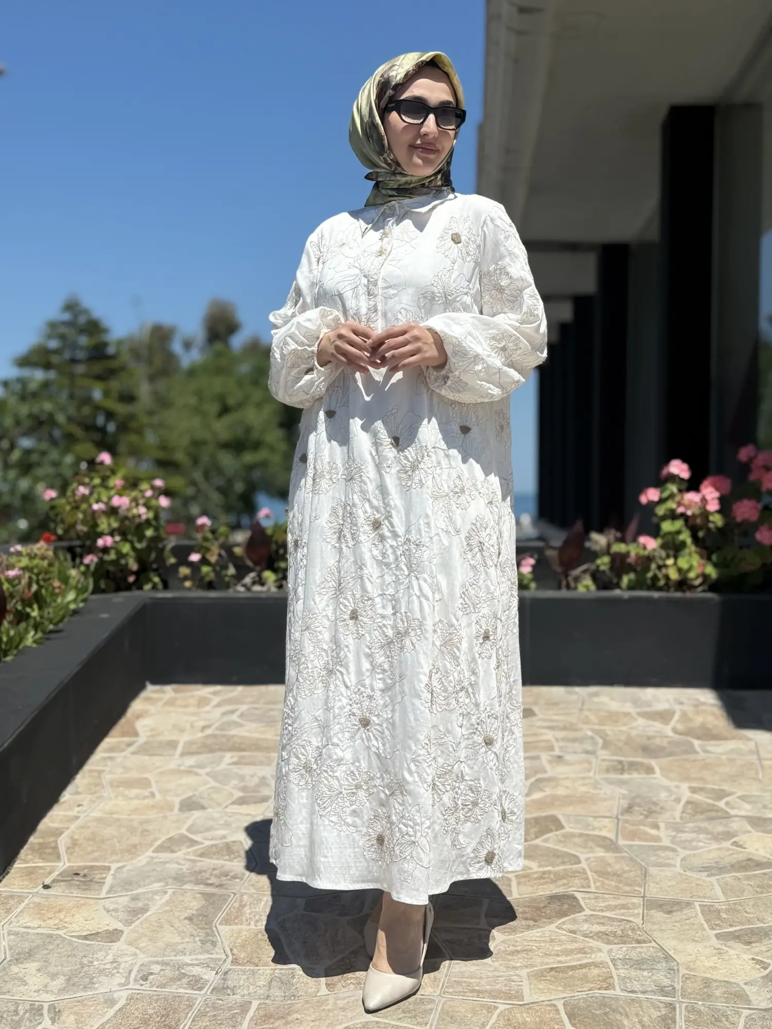 SENNA Nakış ve Boncuk İşlemeli Vual Flone Elbise SD2630047