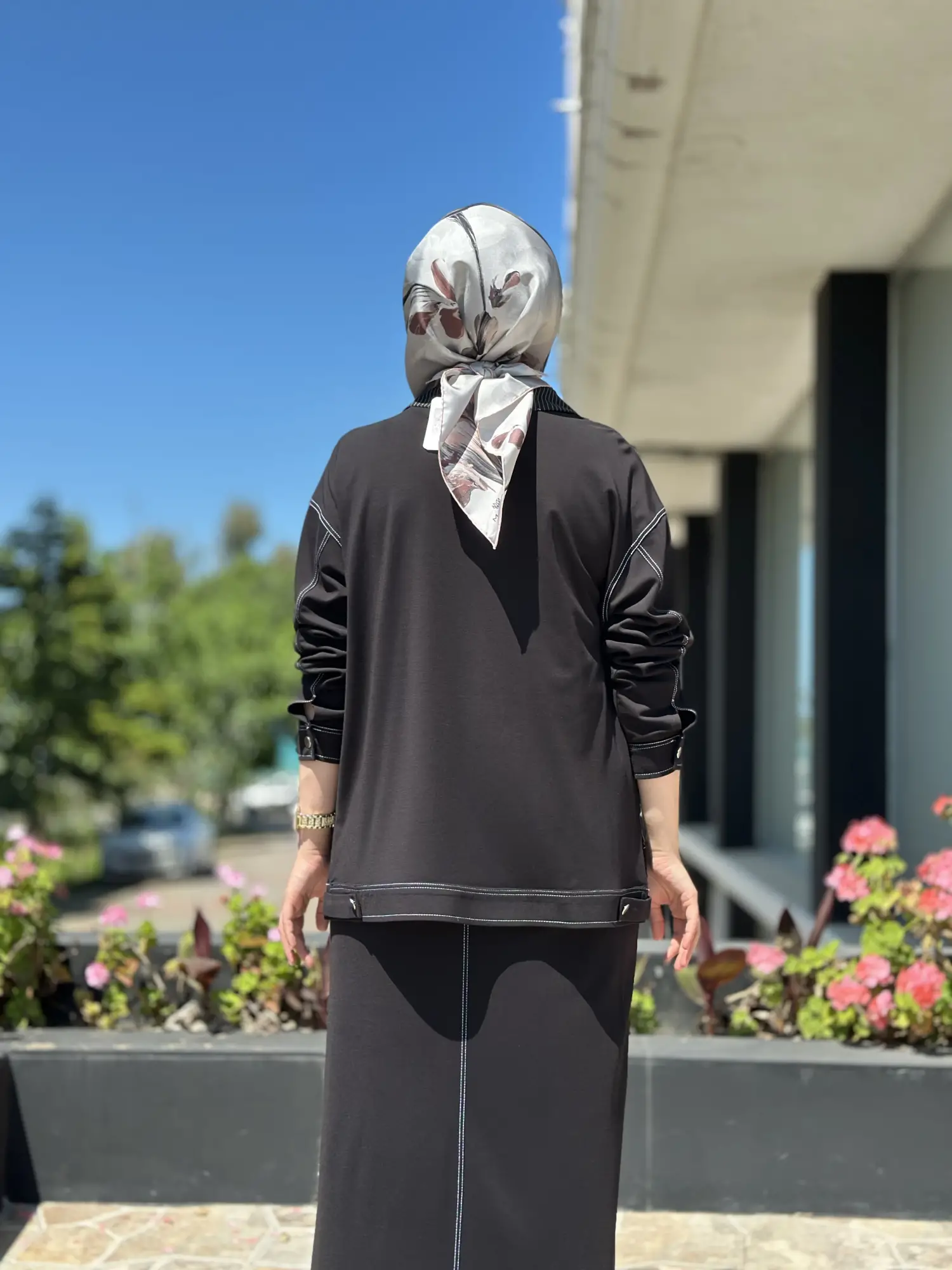 Tığ Triko Çizgi Ve Spor Dikiş Detaylı Etekli Takım  TKM5064