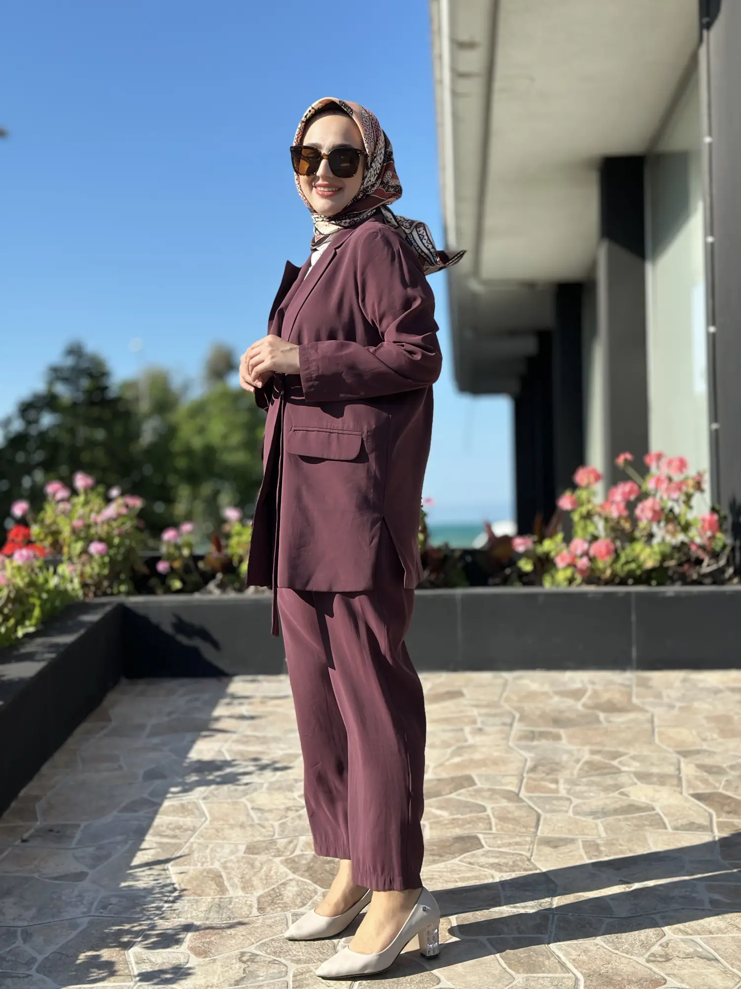Tığ Triko Yaka Detaylı Blazer Ceket Pantolon Takım TKM5085