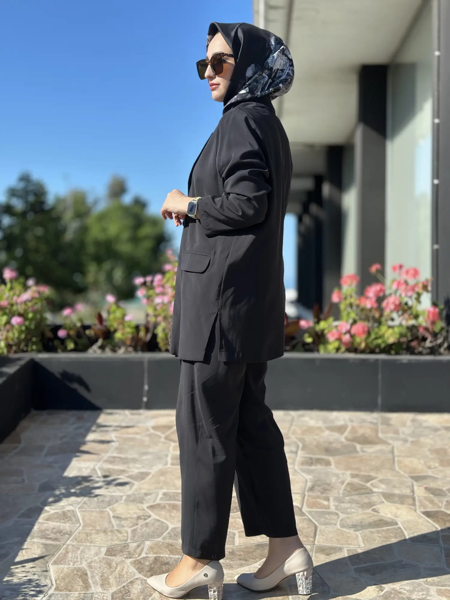 Tığ Triko Yaka Detaylı Blazer Ceket Pantolon Takım TKM5085