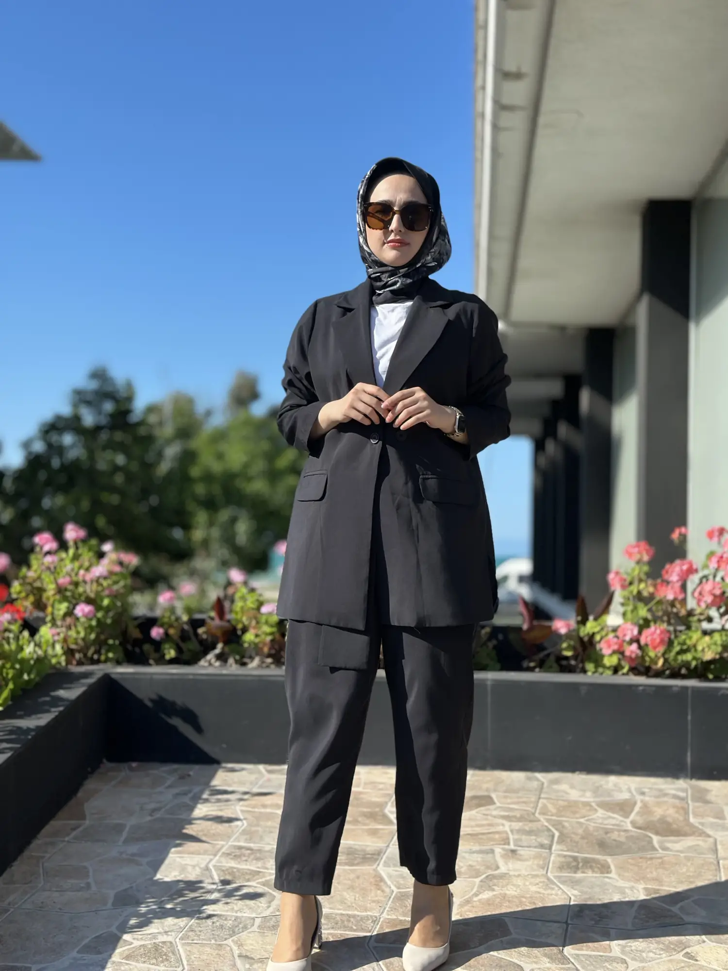 Tığ Triko Yaka Detaylı Blazer Ceket Pantolon Takım TKM5085