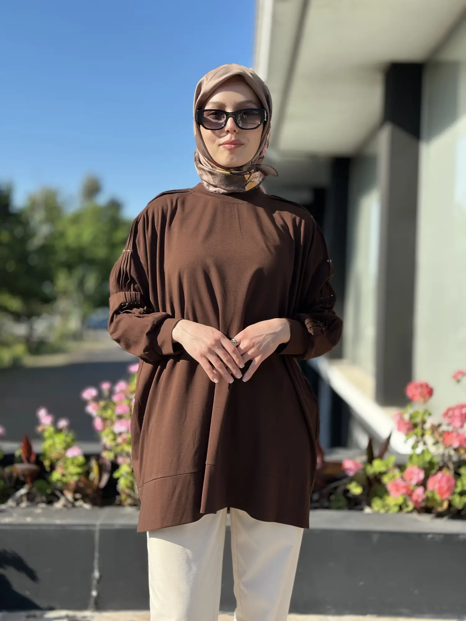 Tığ Triko Kolu Drape Detaylı Modal Tunik TNK4053
