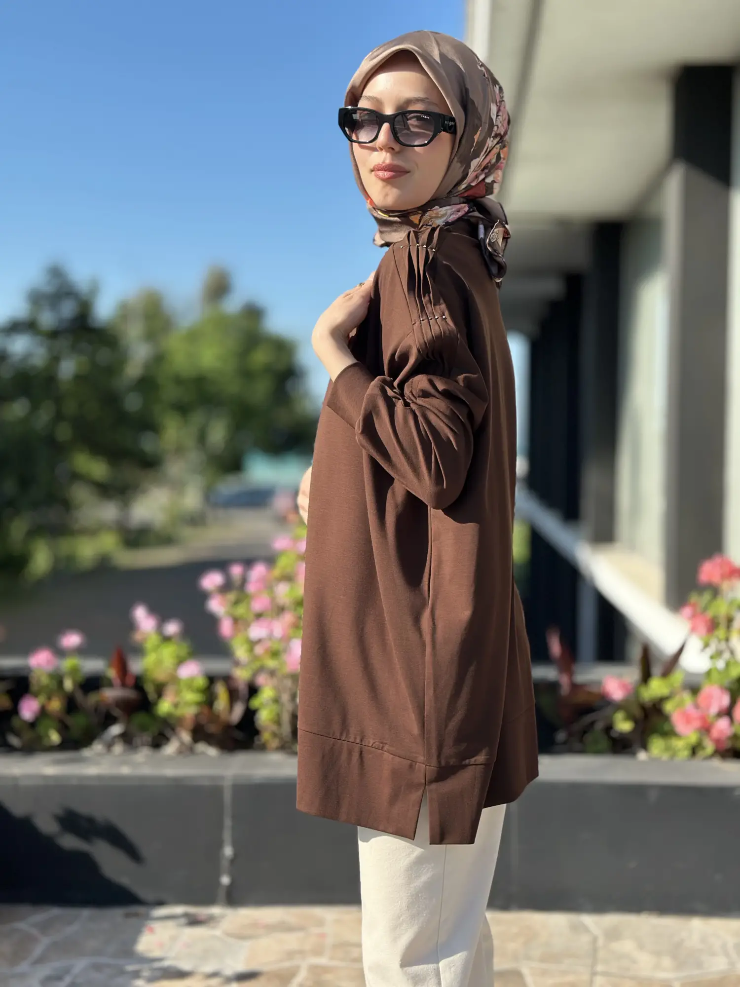 Tığ Triko Kolu Drape Detaylı Modal Tunik TNK4053