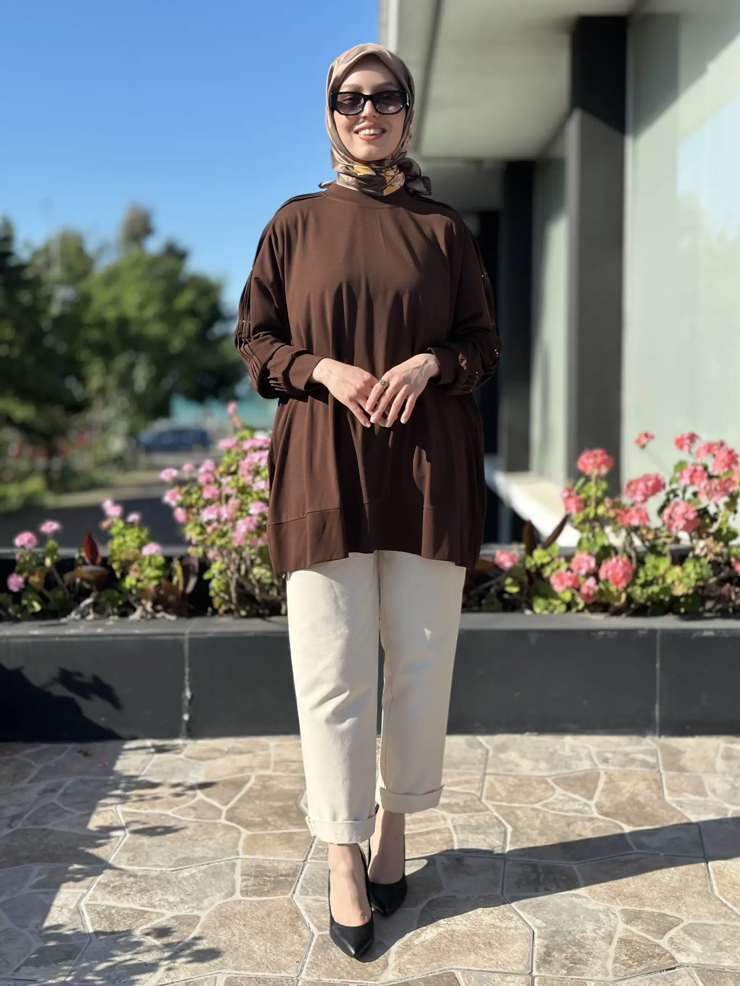 Tığ Triko Kolu Drape Detaylı Modal Tunik TNK4053