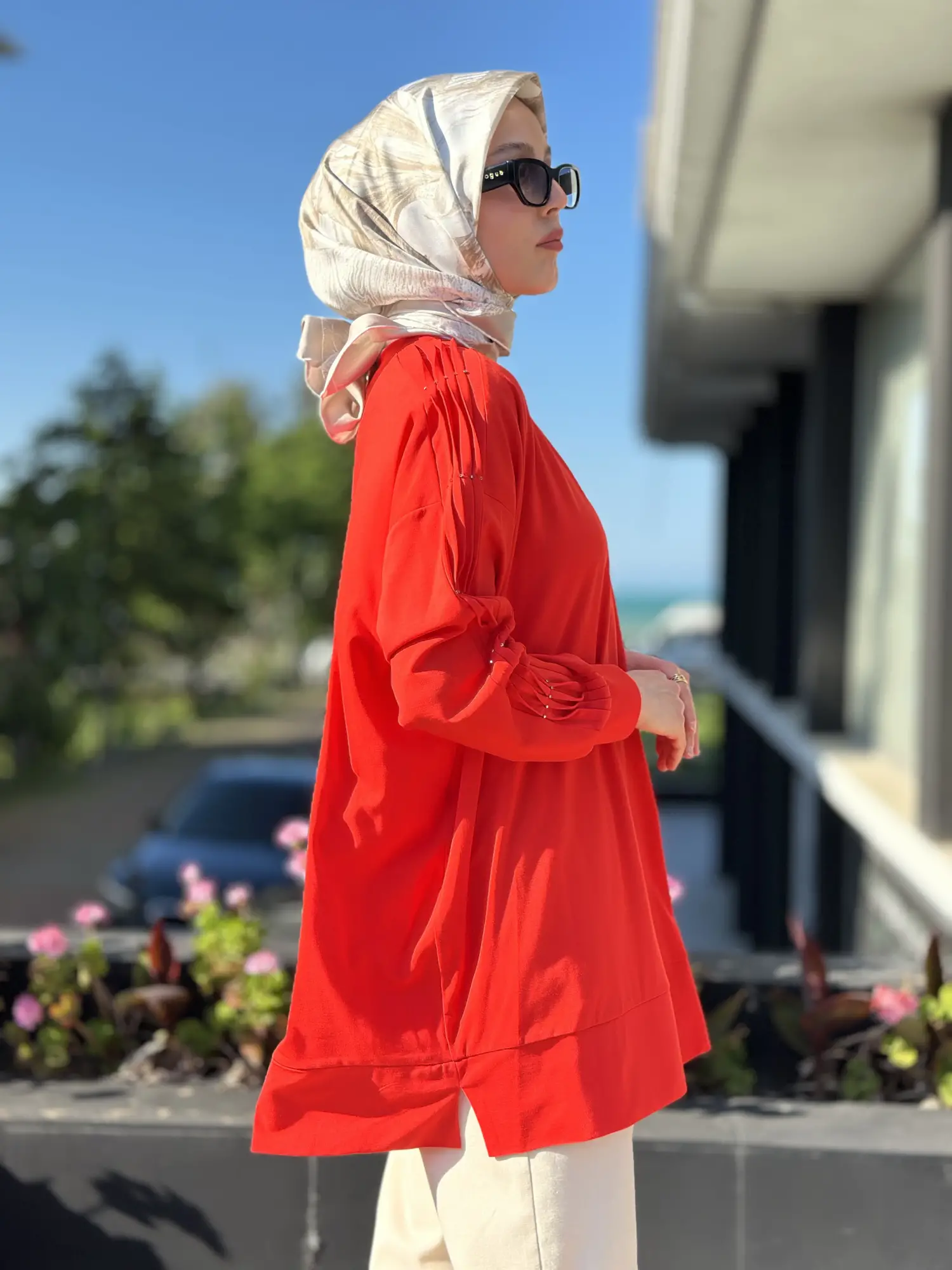 Tığ Triko Kolu Drape Detaylı Modal Tunik TNK4053