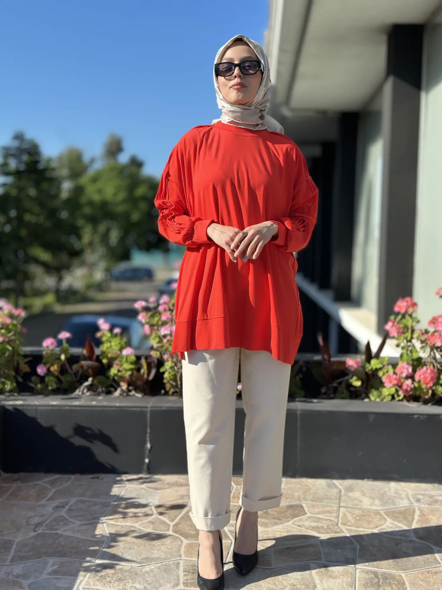 Tığ Triko Kolu Drape Detaylı Modal Tunik TNK4053